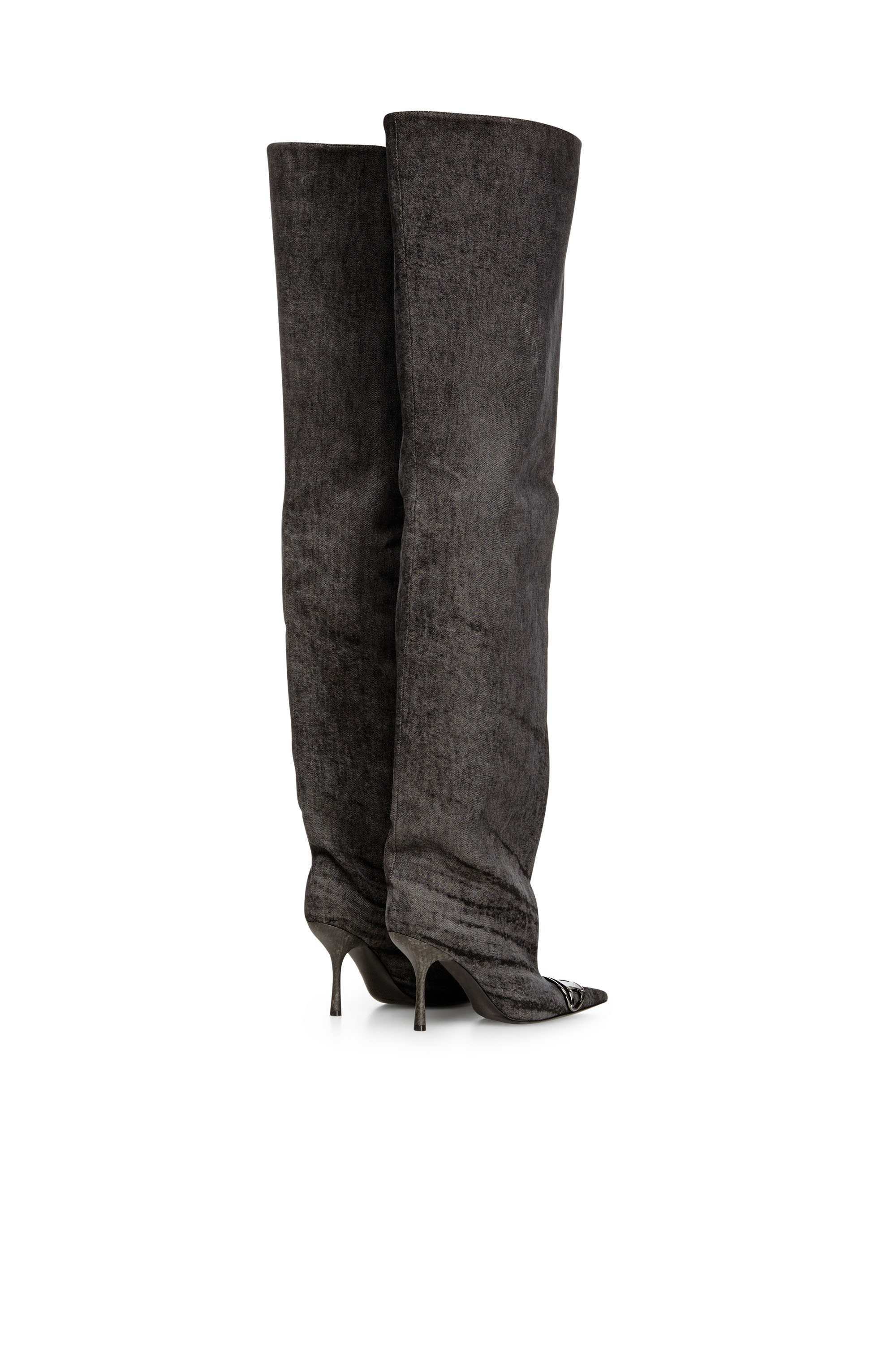 D-VENUS 90 OTK BOOT, Noir Diesel - D-VENUS 90 OTK BOOT, Cuissardes en denim enduit Femme in Noir - 3
