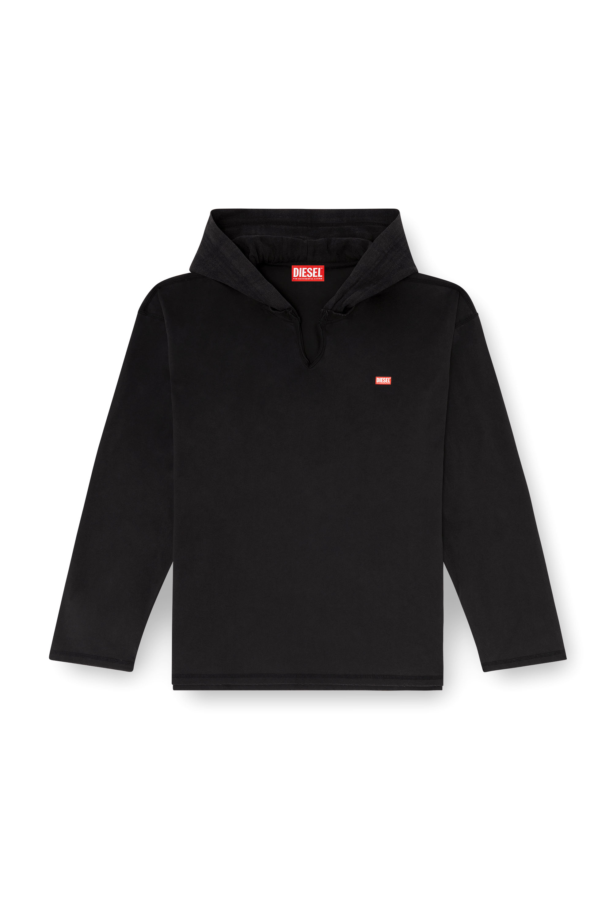 Diesel - T-BOXT-LS-HOOD-CHECK, T-shirt a manica lunga con cappuccio in flanella Uomo in Nero - 3