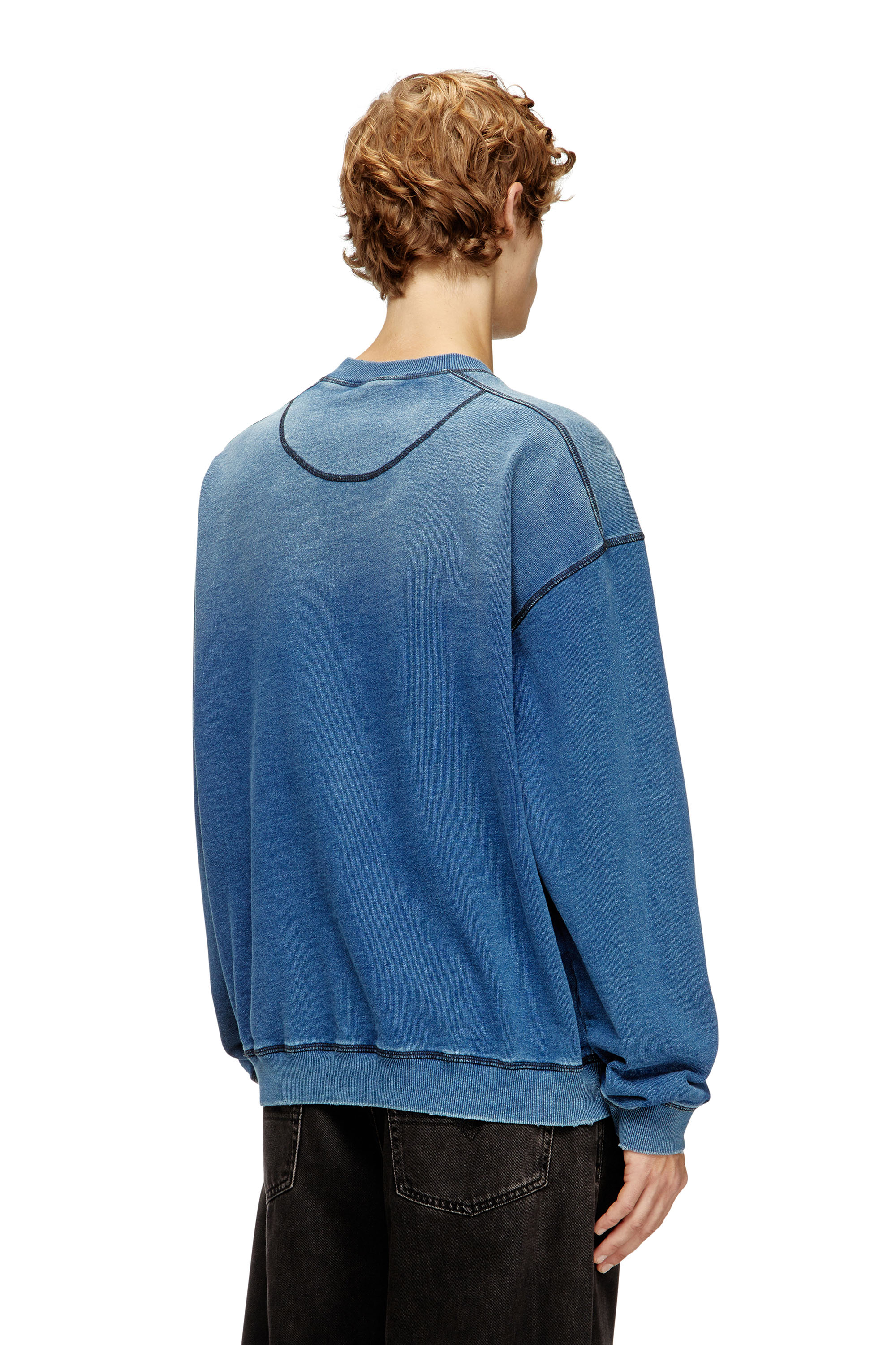 Diesel - S-CRAO-BOXT, Maglione in cotone con cuciture a contrasto Uomo in Blu - 4