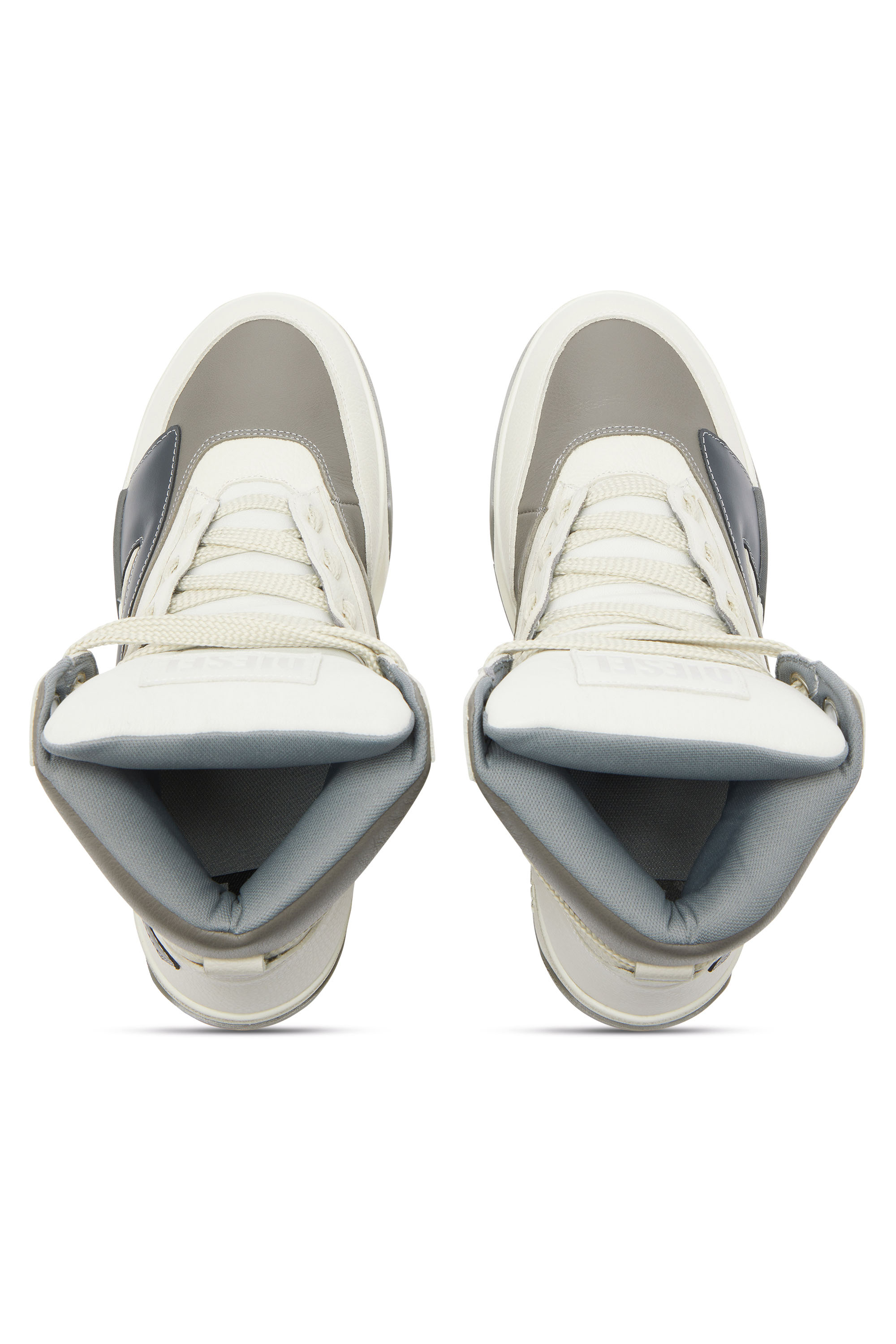 Diesel - S-D-OLLIE MID, Herren S-D-Ollie - High-Top-Sneaker aus Leder mit D-Logo in Wei&szlig;/Grau - 4