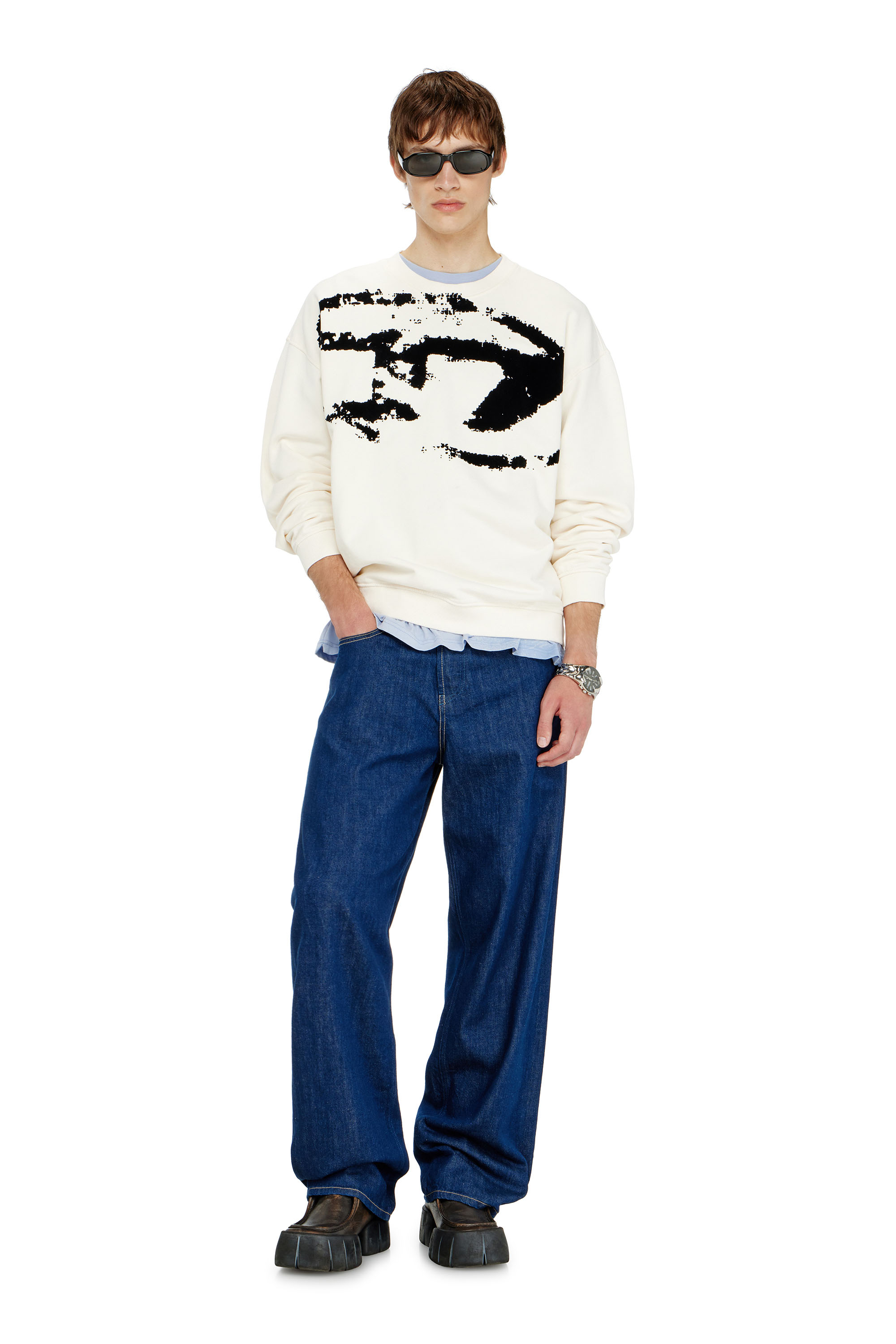 Diesel - S-BOXT-N5, Sweat-shirt en coton avec D ovale floqu&eacute; Homme in ToBeDefined - 2
