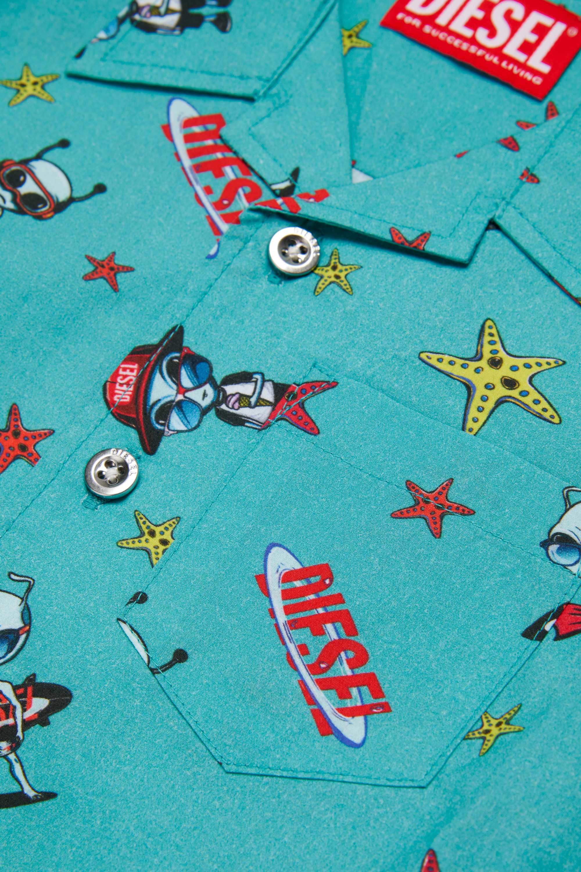 Diesel - MCALYB, Herren Baumwollhemd mit Allover-Prints in Wassergr&uuml;n - 4