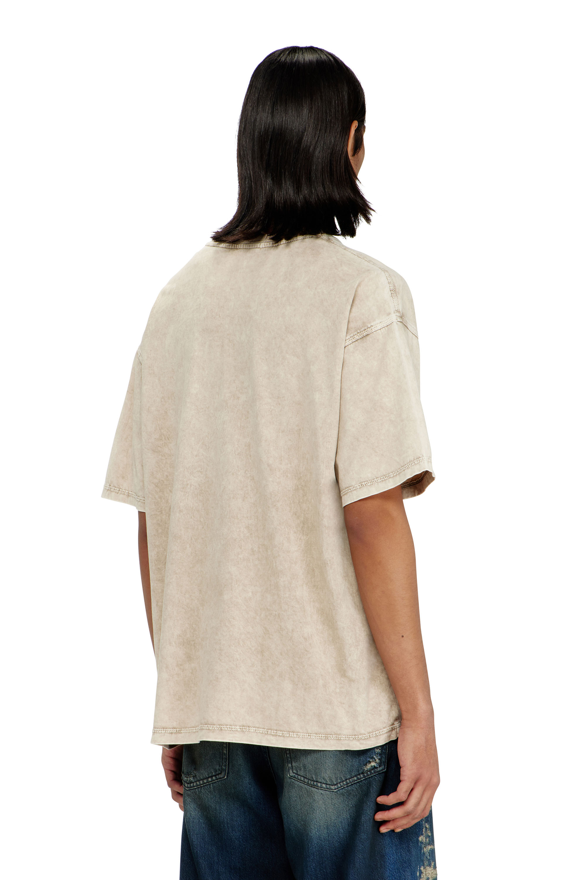 Diesel - T-BOXT-AA14, Herren Baumwoll-T-Shirt mit behandelten Effekt in Beige - 4