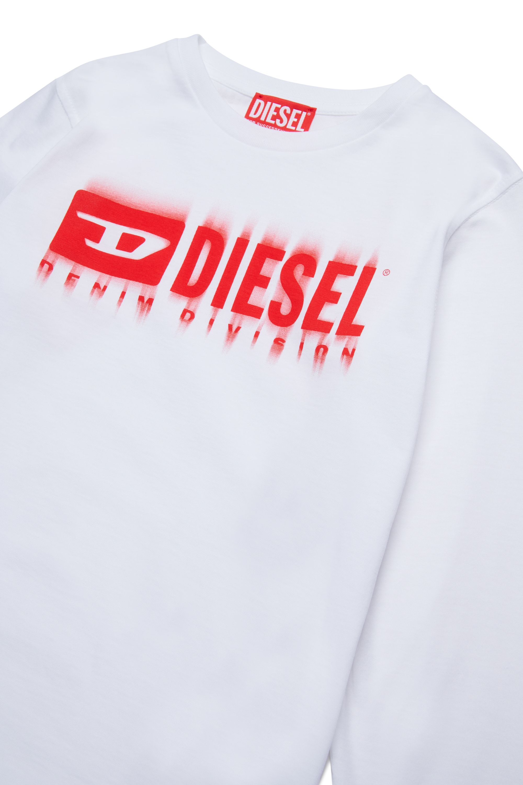 Diesel - TDIEGORL6LS, T-shirt à manches longues avec logo taché Homme in Blanc - 3