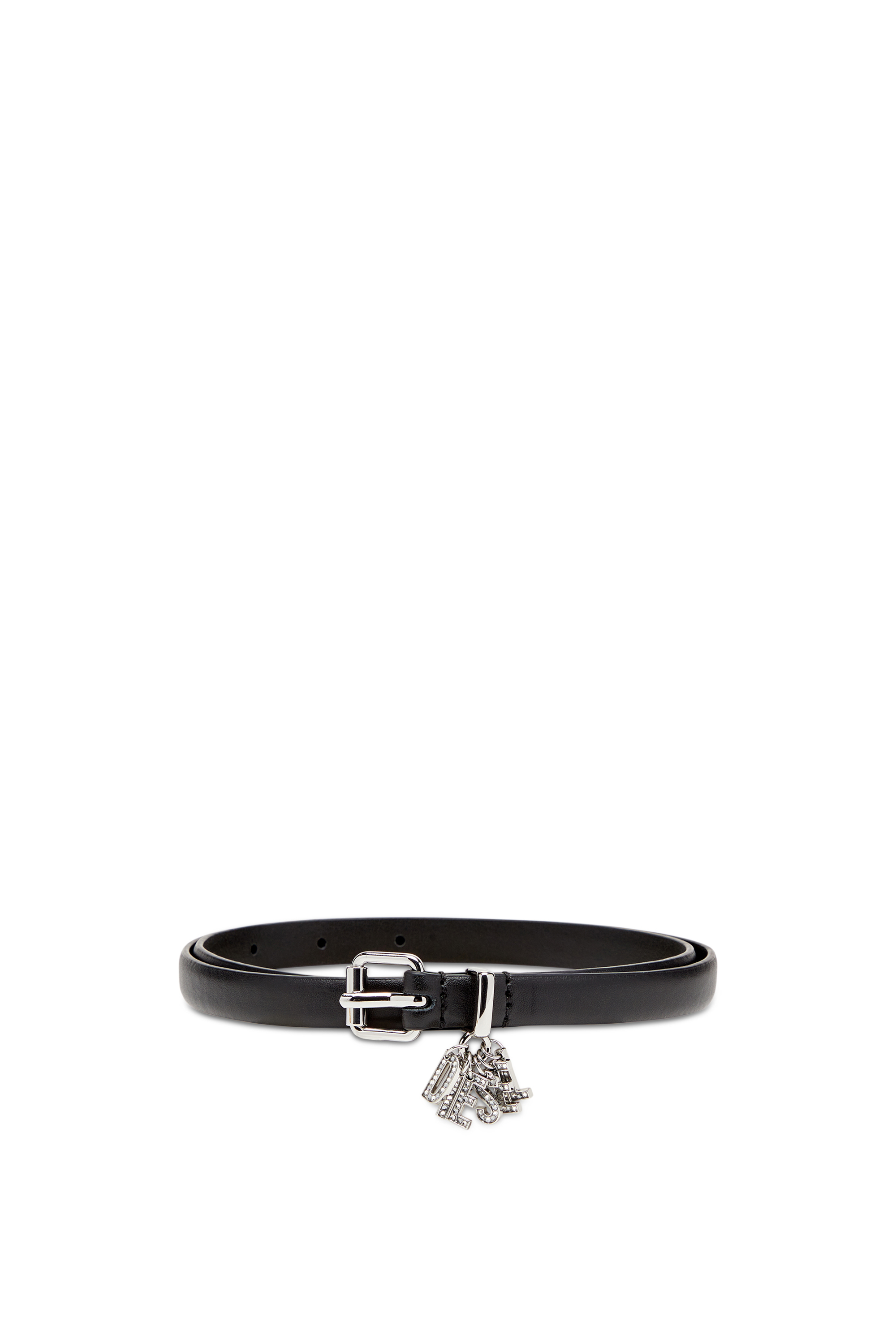 Diesel - B-CHARM-LOOP, Damen Gürtel aus Nappaleder mit Logo-Charms in Schwarz - 1