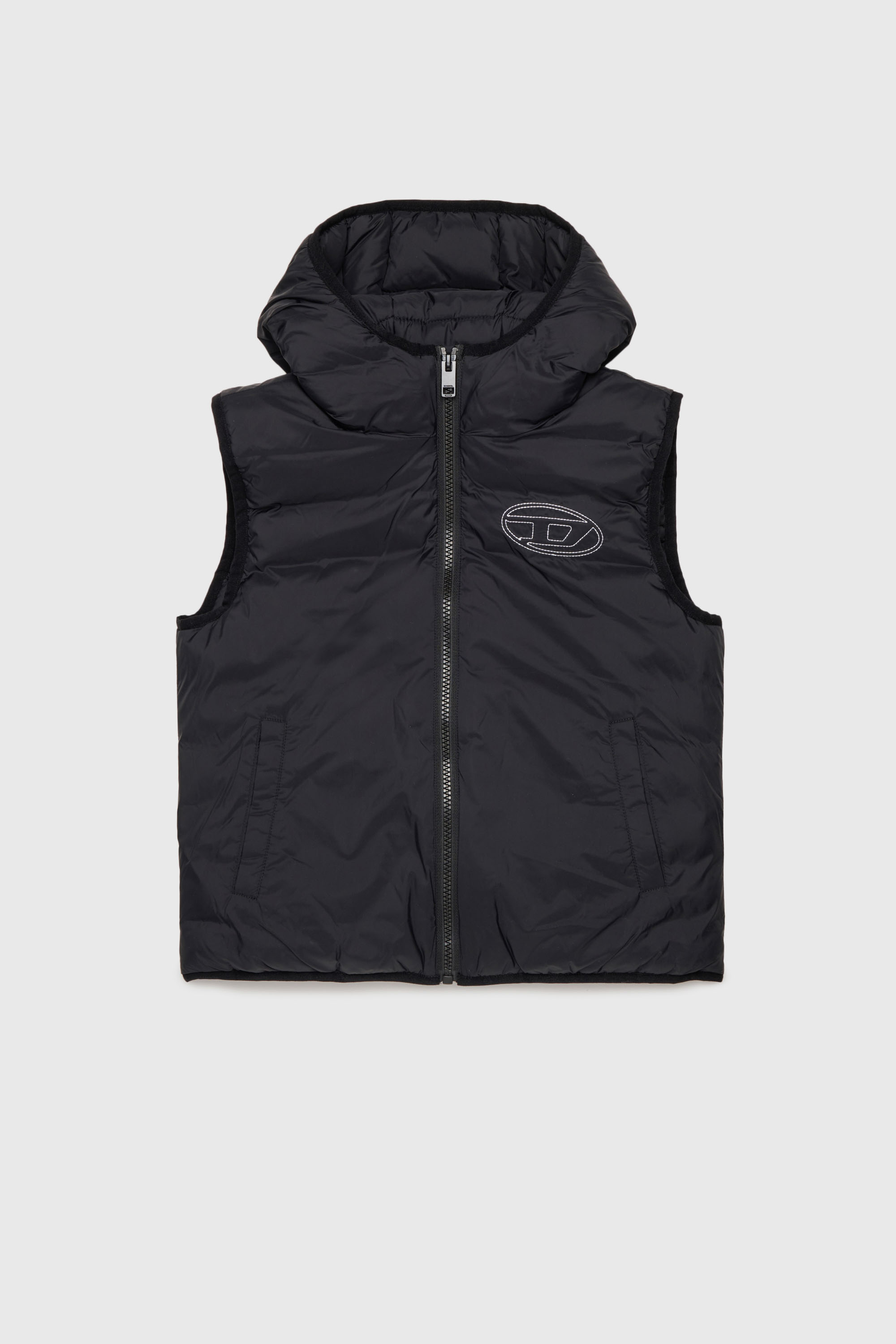 Diesel - JOSIP, Gilet &agrave; capuche en nylon matelass&eacute; Mixte in Noir - 1