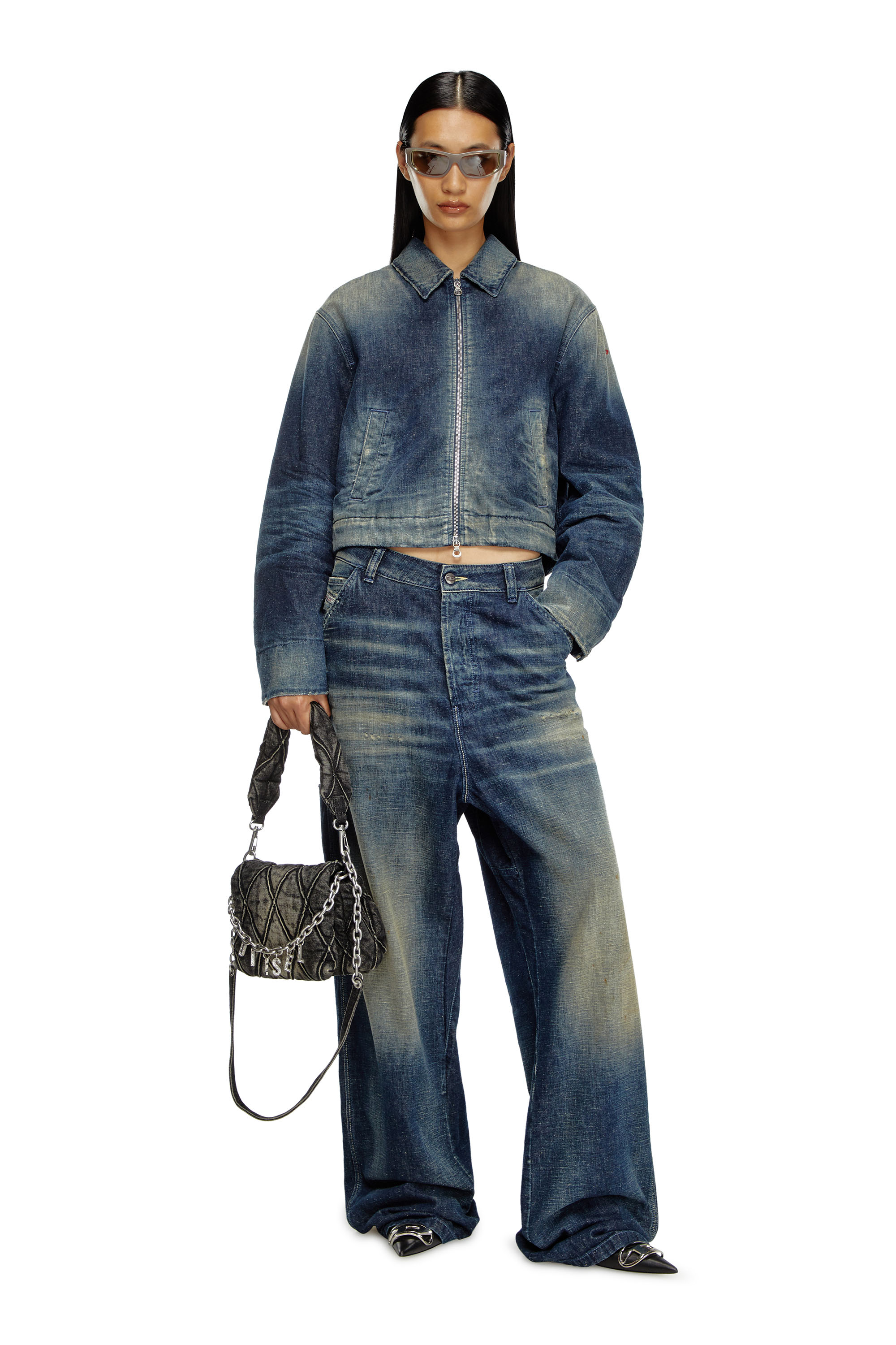 Diesel - DE-NOVA, Damen Gefütterte Jacke aus Denim im Utility-Stil in Blau - Image 2