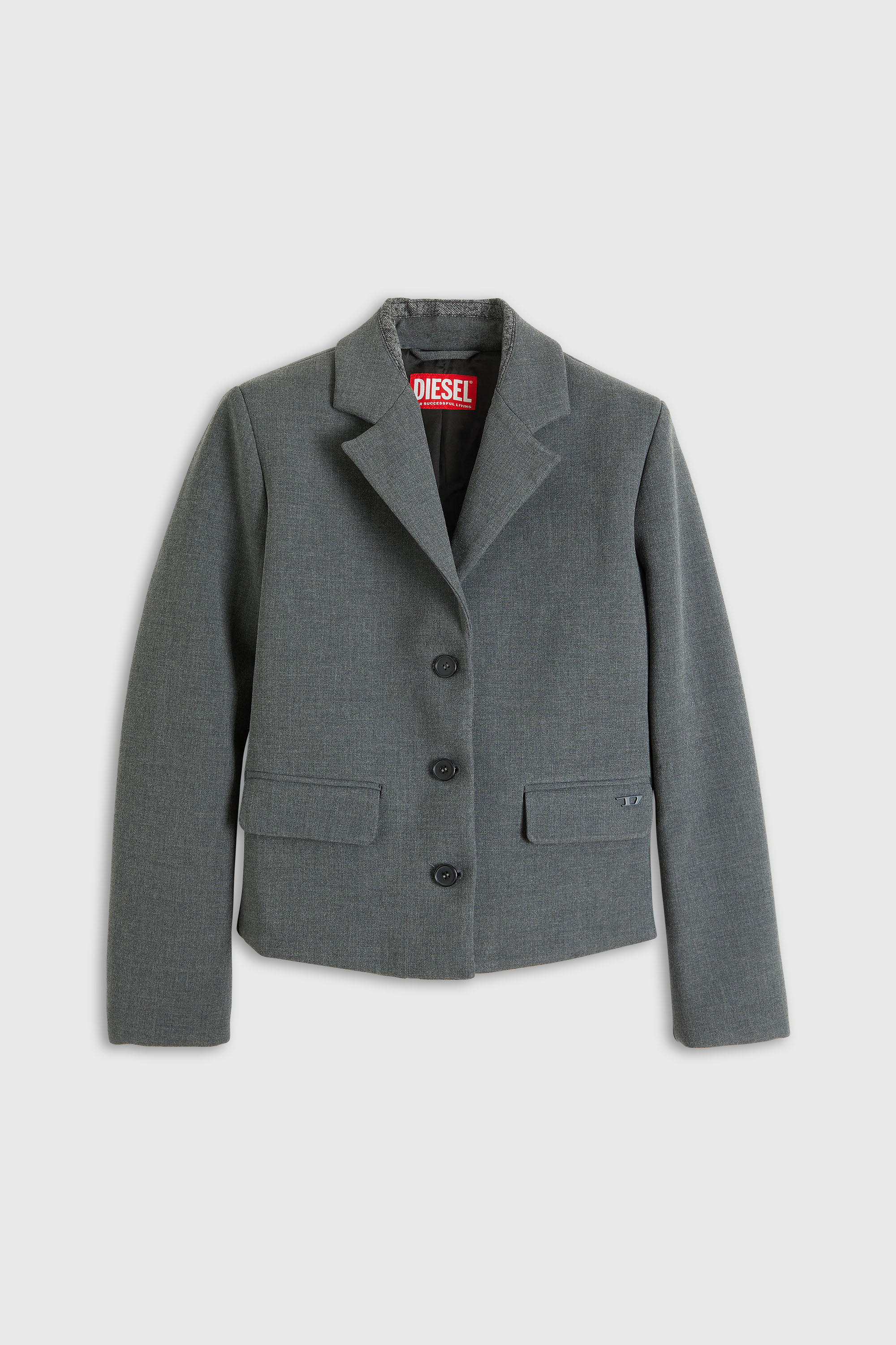 Diesel - G-LINTY, Blazer cropped con collo rifinito in denim Donna in Grigio - 2