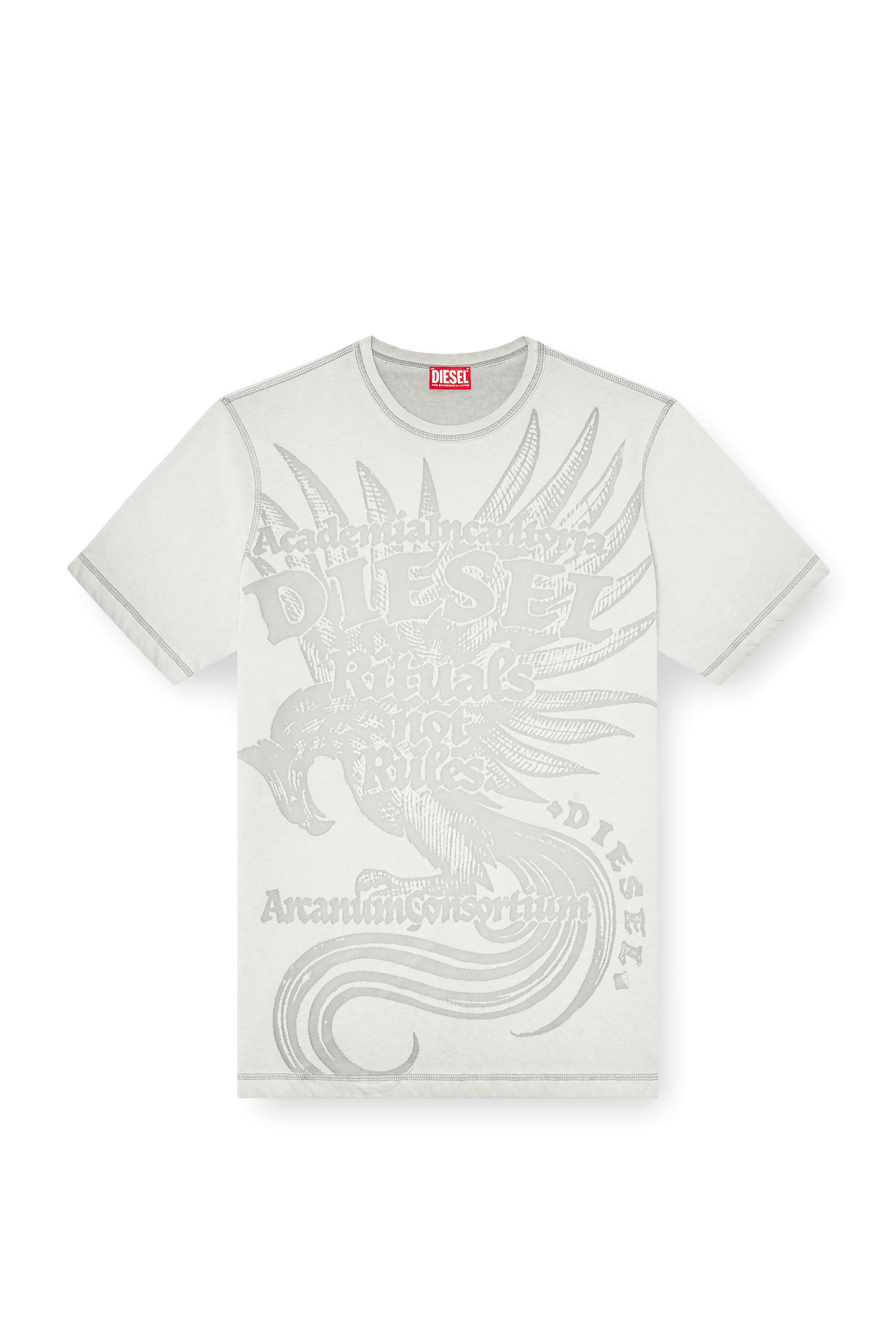 Diesel - T-RAWJUST-AA1, T-shirt in jersey con grafica in rilievo Uomo in Grigio - 3