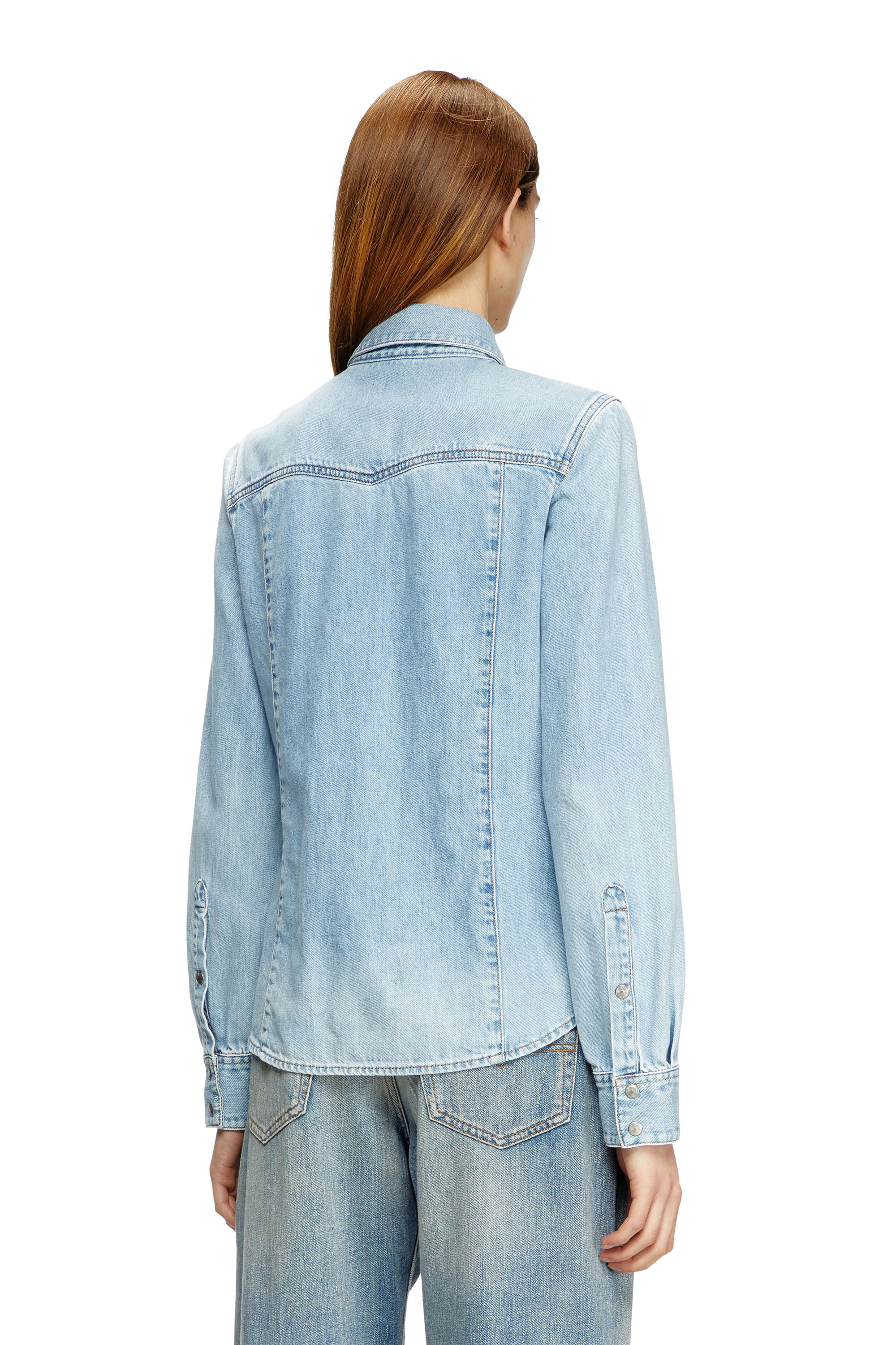 Diesel - DE-WAVES, Damen Western-Shirt aus Denim in Hellblau - 4