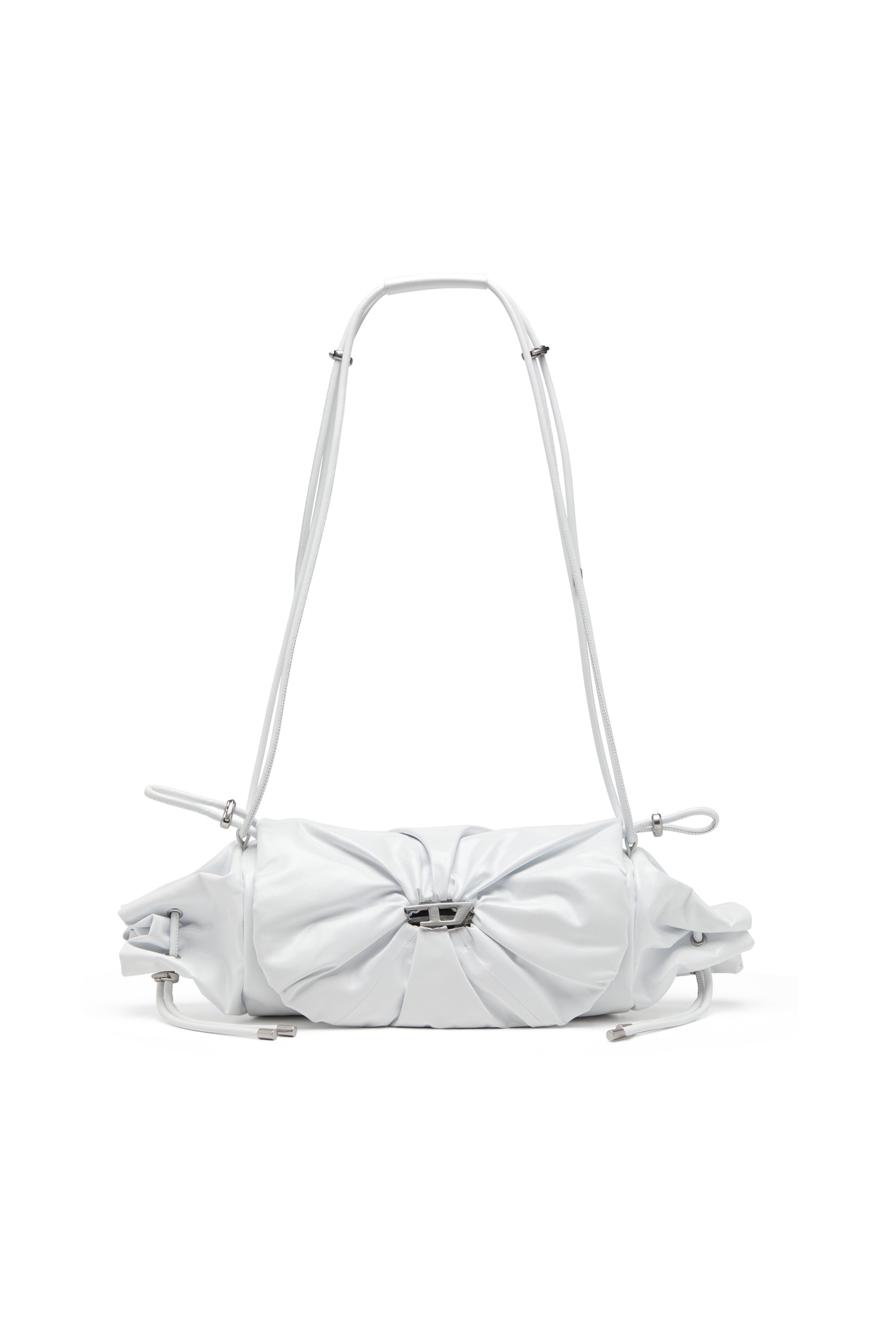 Diesel - SCRUNCH-D SHOULDER M, Scrunch-D M-Borsa a spalla in pelle lucida Donna in Bianco - 1