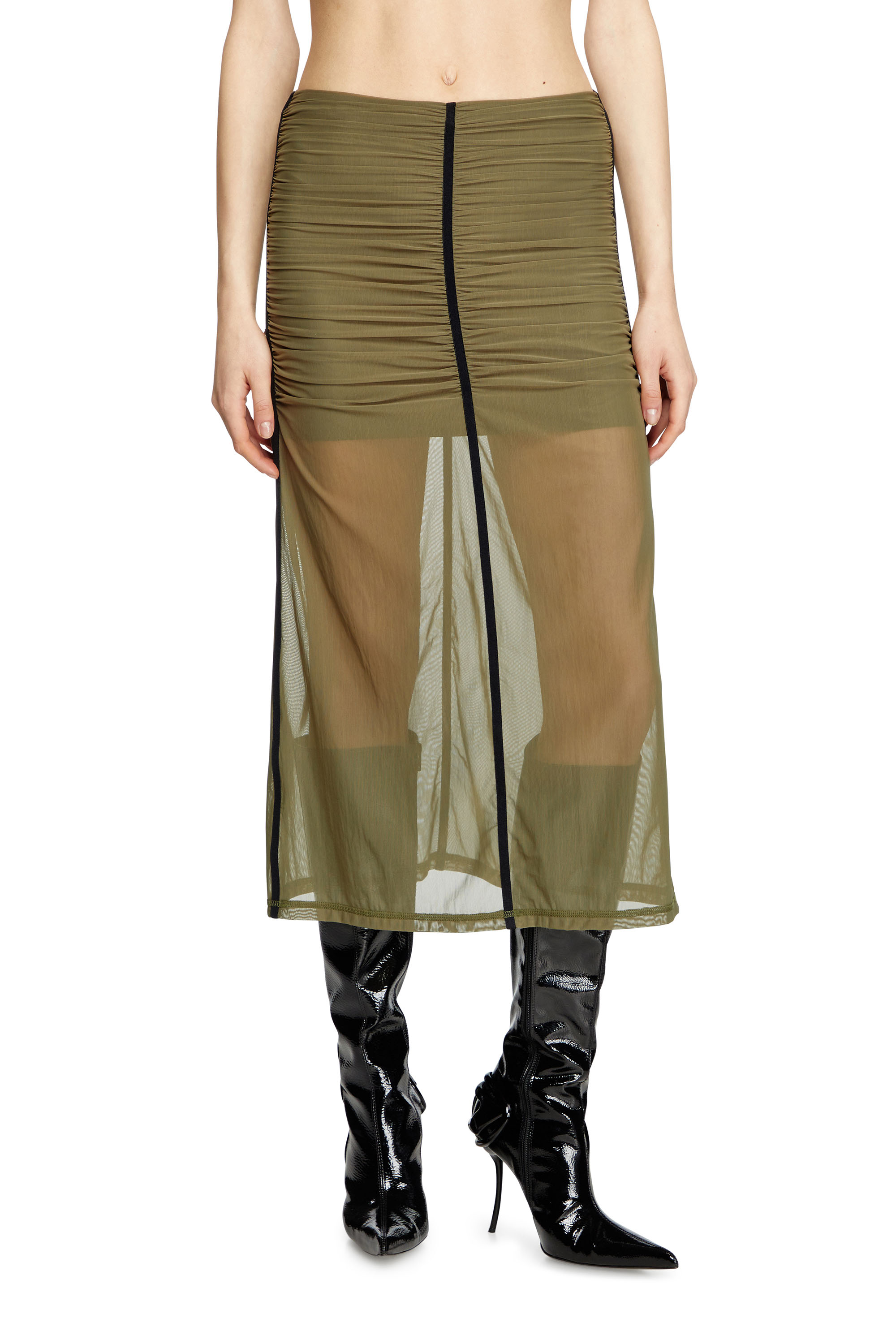 Diesel - O-IRA, Jupe stretch froncée Femme in Vert - 1