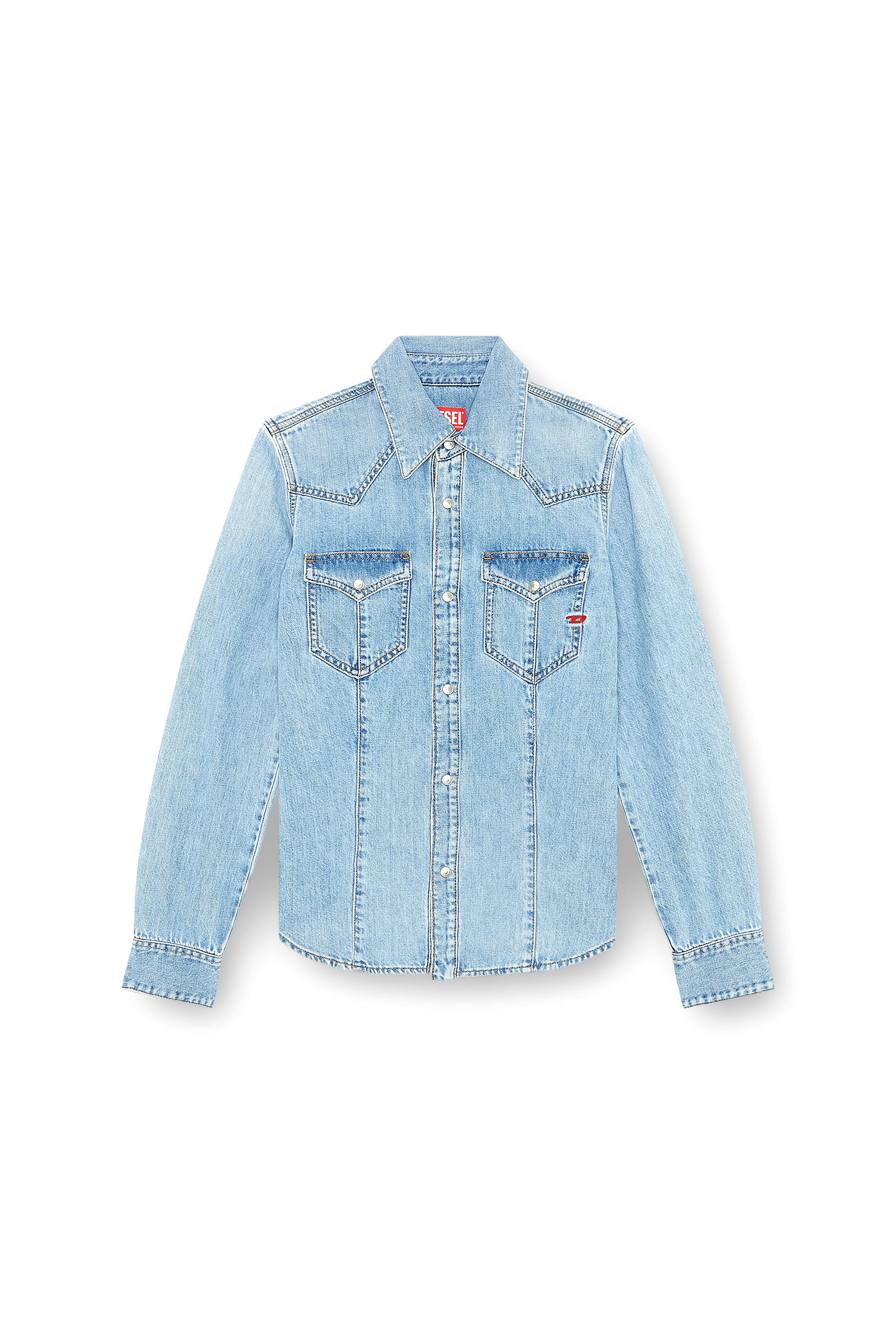 Diesel - DE-WAVES, Damen Western-Shirt aus Denim in Hellblau - 3