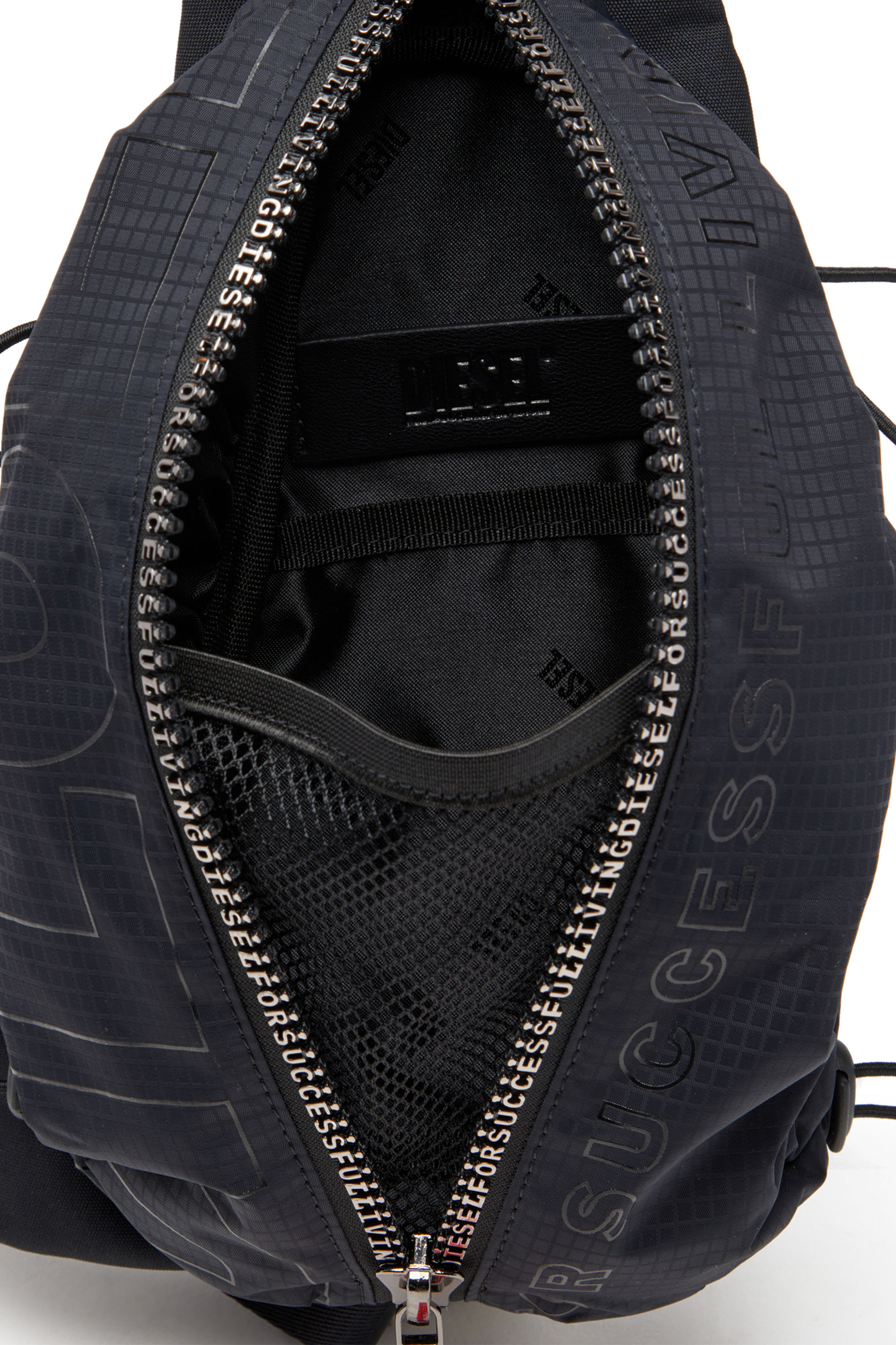 Diesel - ZIP-D CROSSBODY X, Man's Zip-D-Sling bag in check-jacquard shell in Black - 3