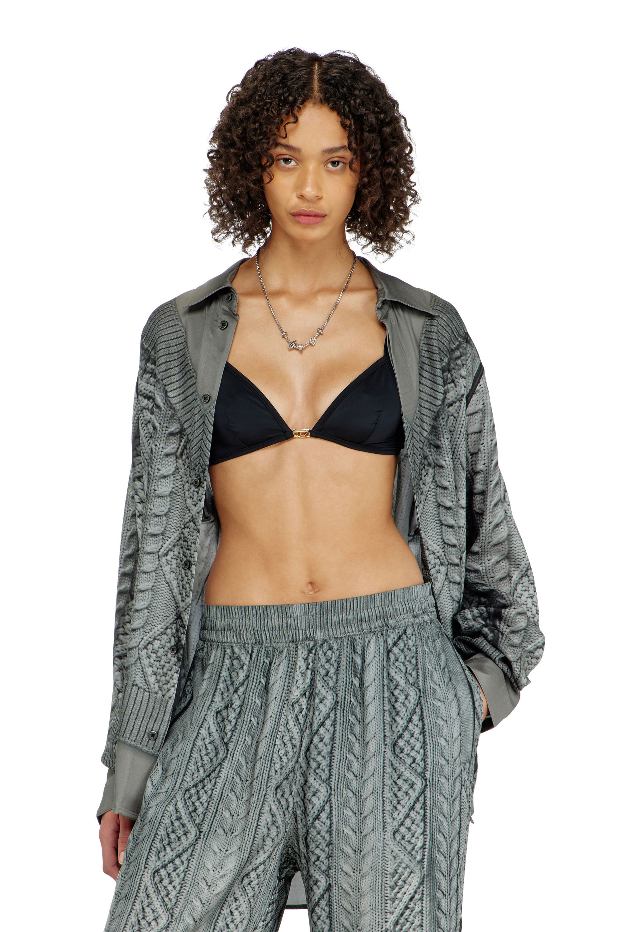 Diesel - LUNA-UTLT, Soutien-gorge triangle en nylon avec d&eacute;tail Oval D Femme in ToBeDefined - 2