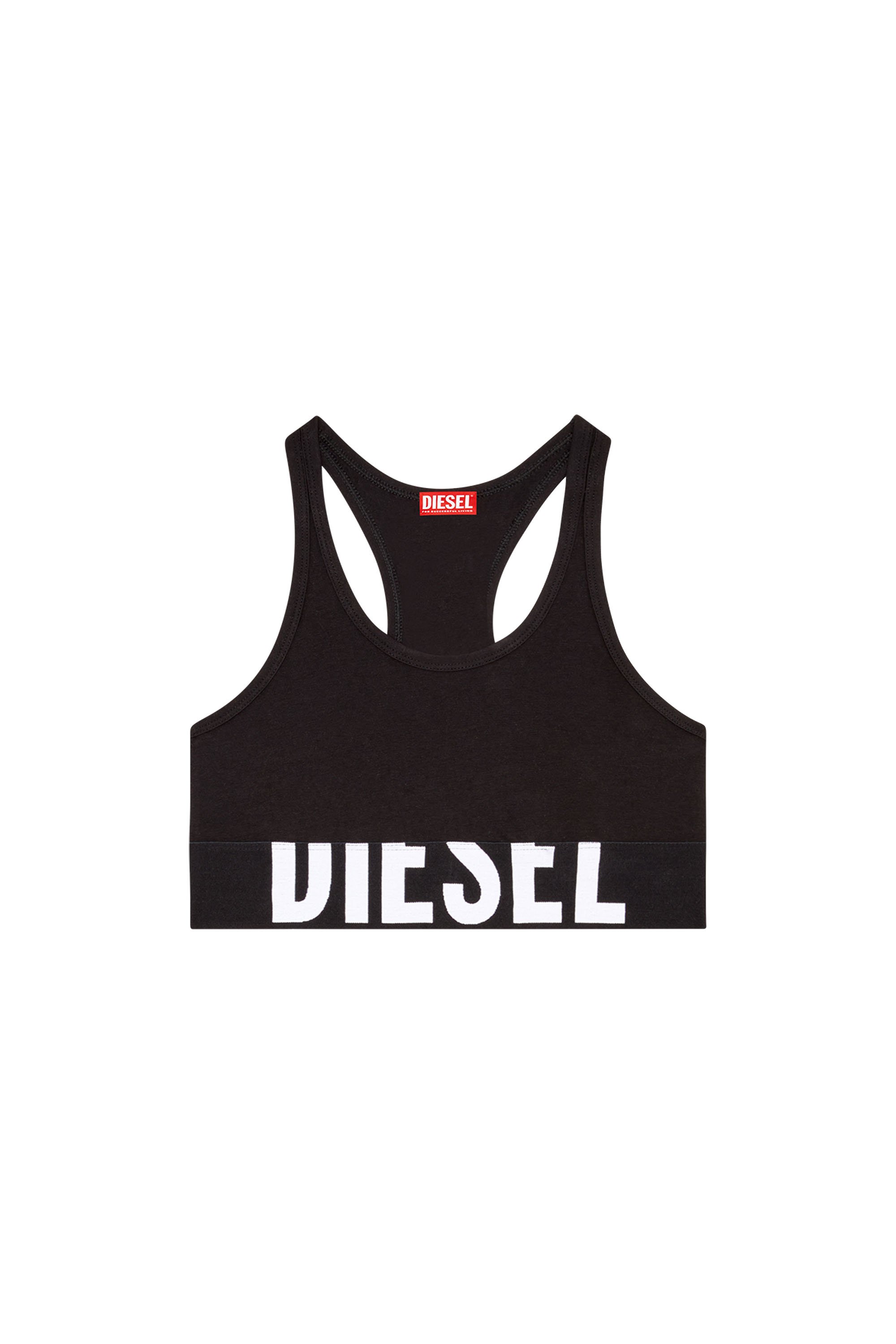 Diesel - UFSB-COTTON-RACE-BRALETTE-XL, Donna Bralette with cut-off logo in Nero - Image 4