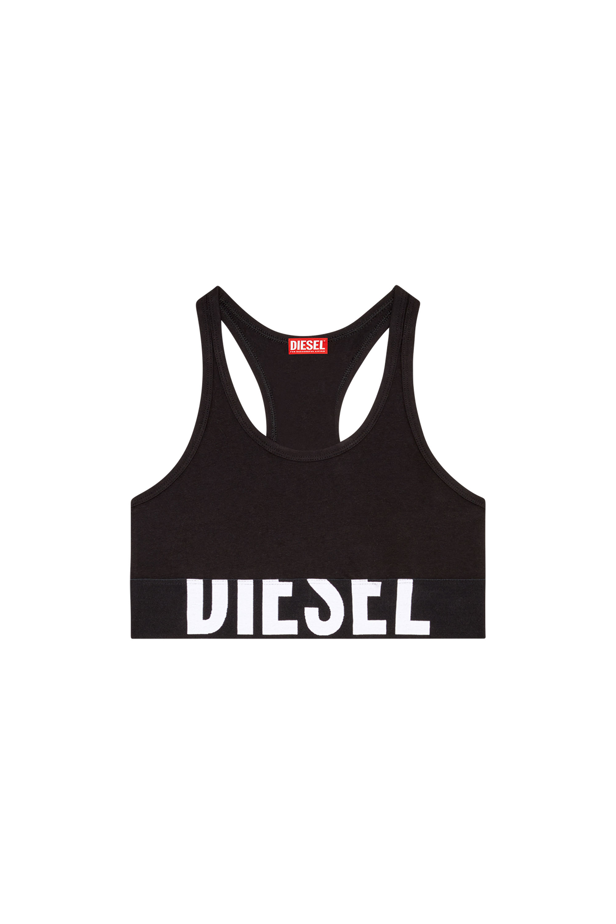 Diesel - UFSB-COTTON-RACE-BRALETTE-XL, Damen Sport-BH mit Cut-off-Logo in Schwarz - 2