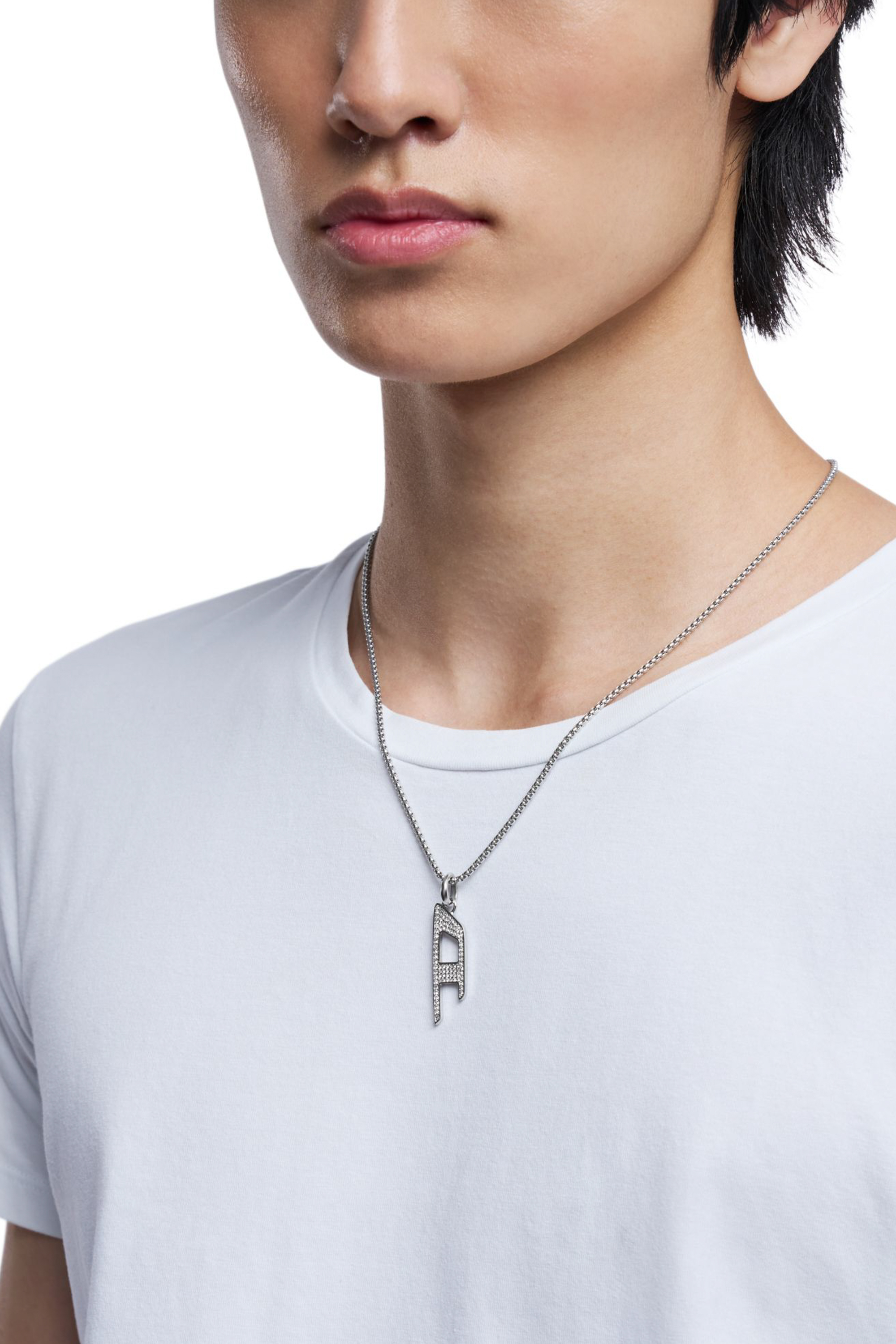 Diesel - DX1624040 JEWELLERY, Collier avec pendentif scintillant en acier inoxydable Mixte in Gris argenté - 4