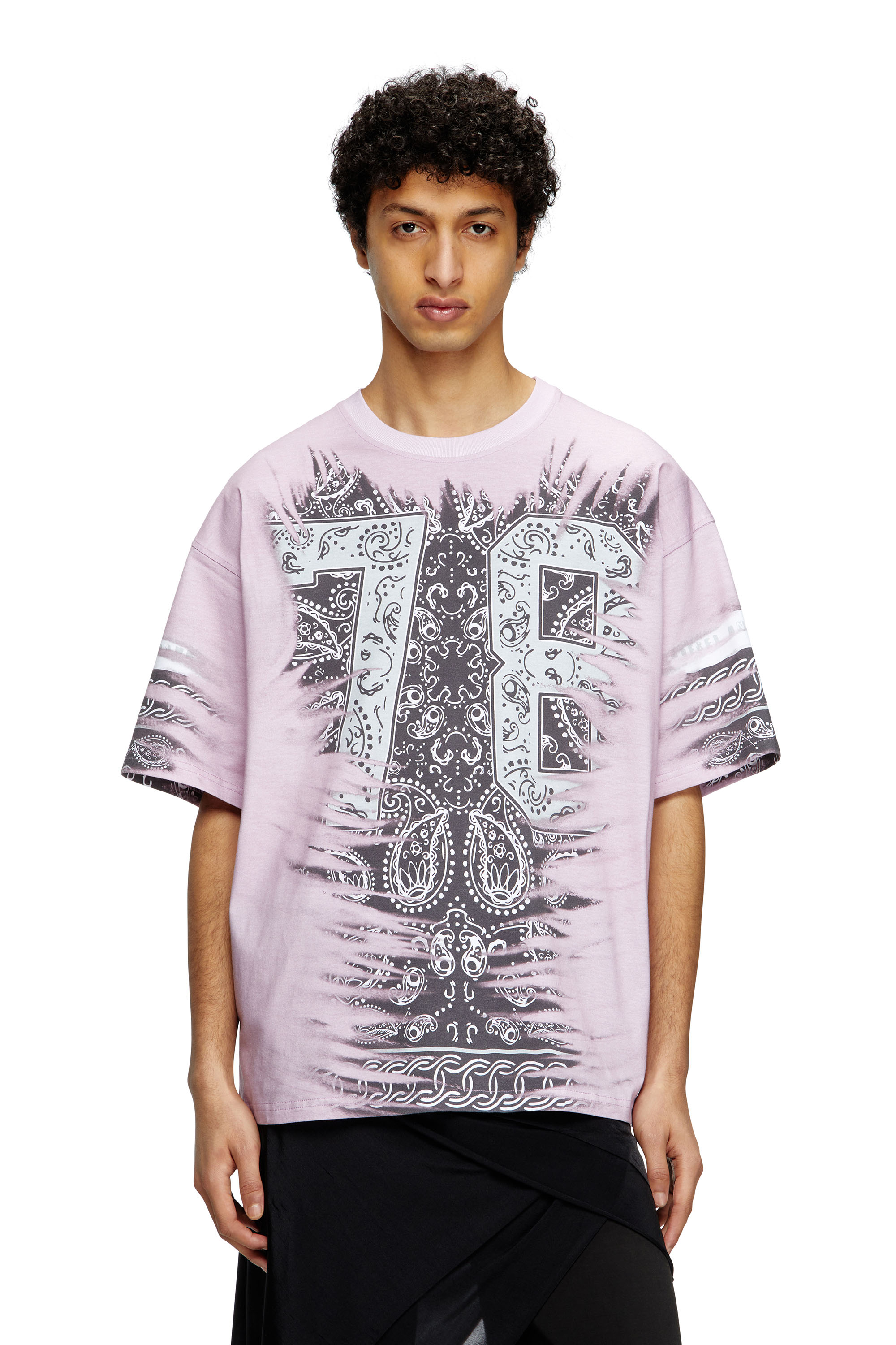 Diesel - T-BOXT-78-R1, Herren T-Shirt mit 78-Bandana-Print in Rosa - 1