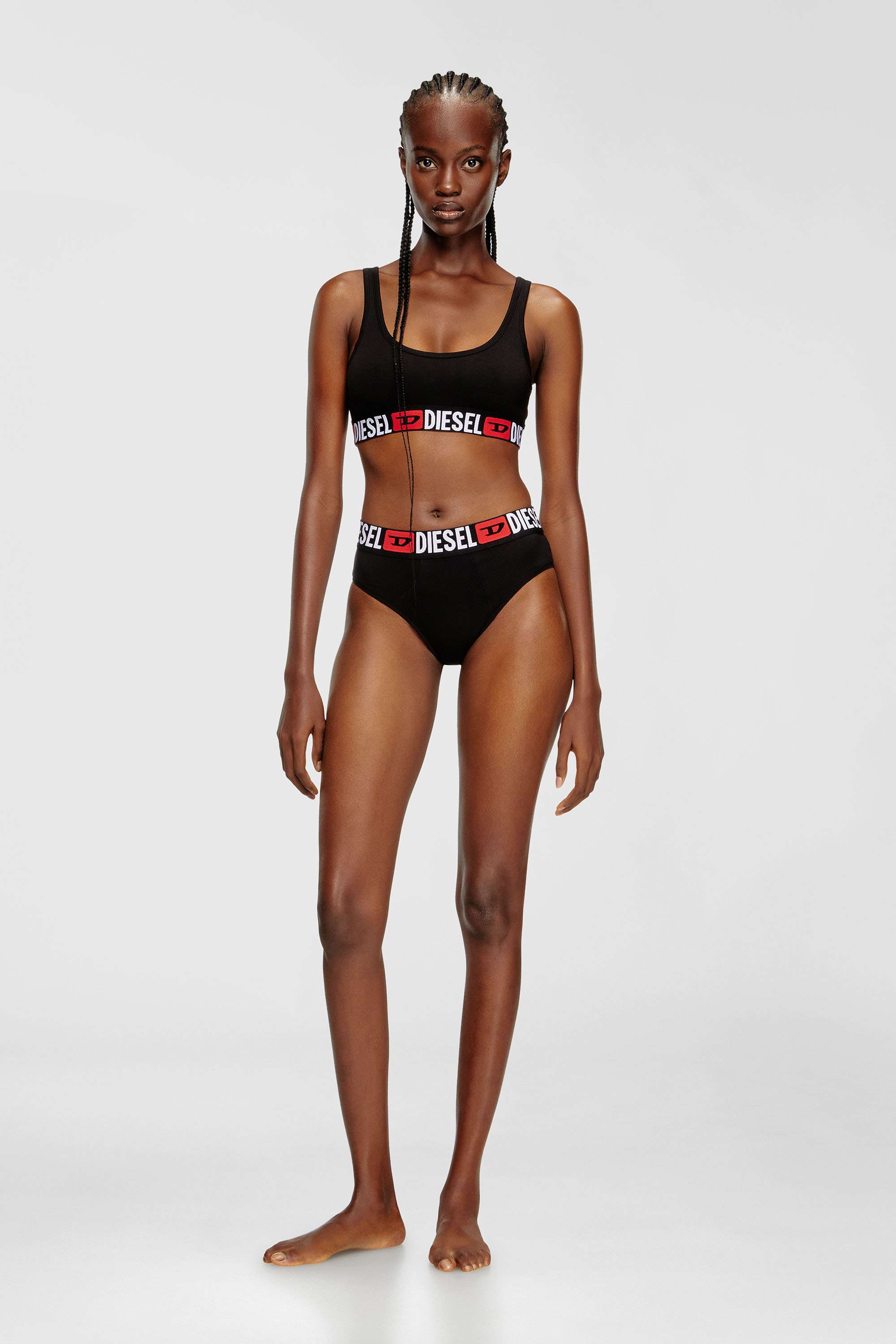 Diesel - UFSB-ORIBA, Bralette con fascia logata Donna in Nero - 2