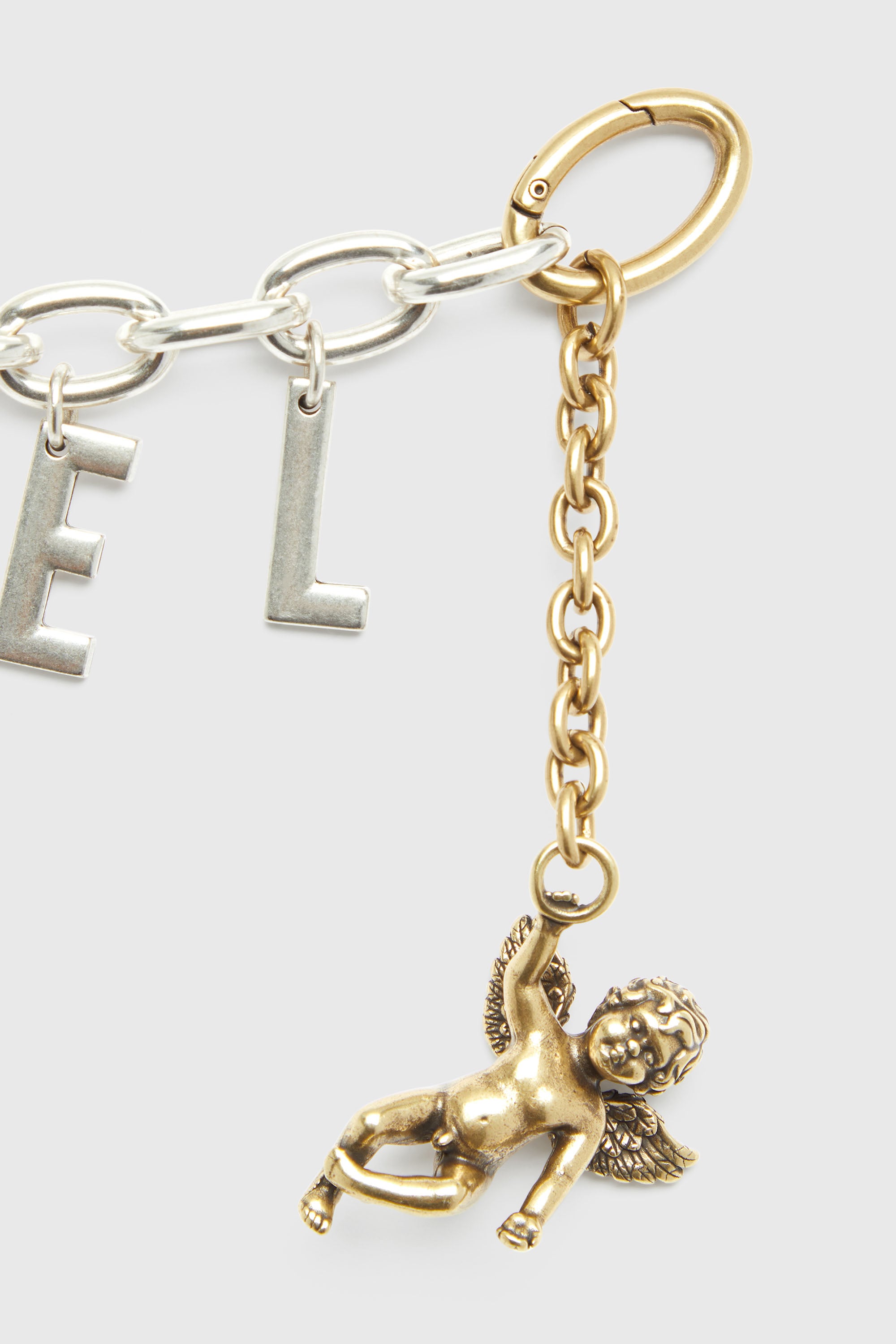 Diesel - CHAIN-D III S, Breloque lettre en m&eacute;tal avec ch&eacute;rubin Femme in Gris argent&eacute; - 2