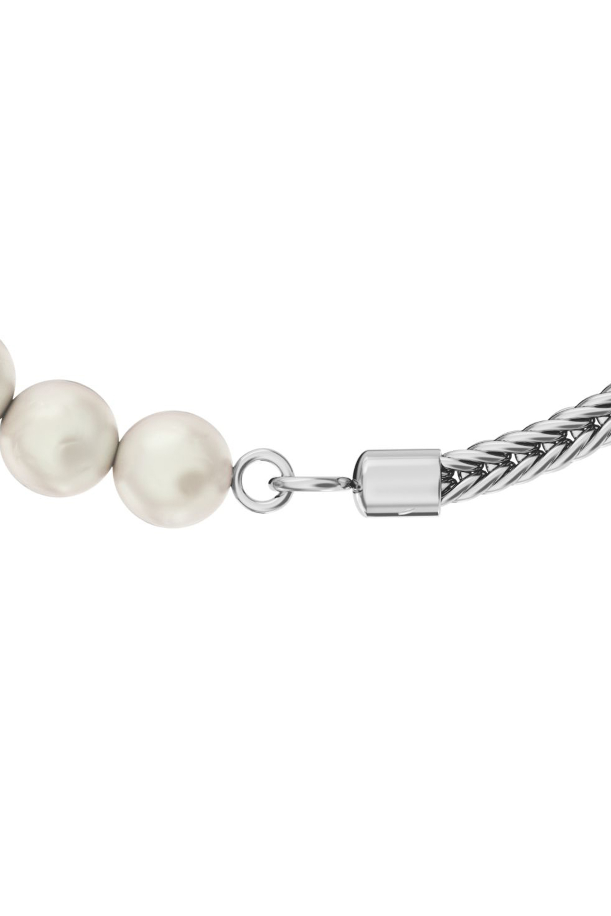 Diesel - DL1368040 STERLING SILVER JEWEL, Bracelet en argent sterling et perle Mixte in Gris argent&eacute; - 3