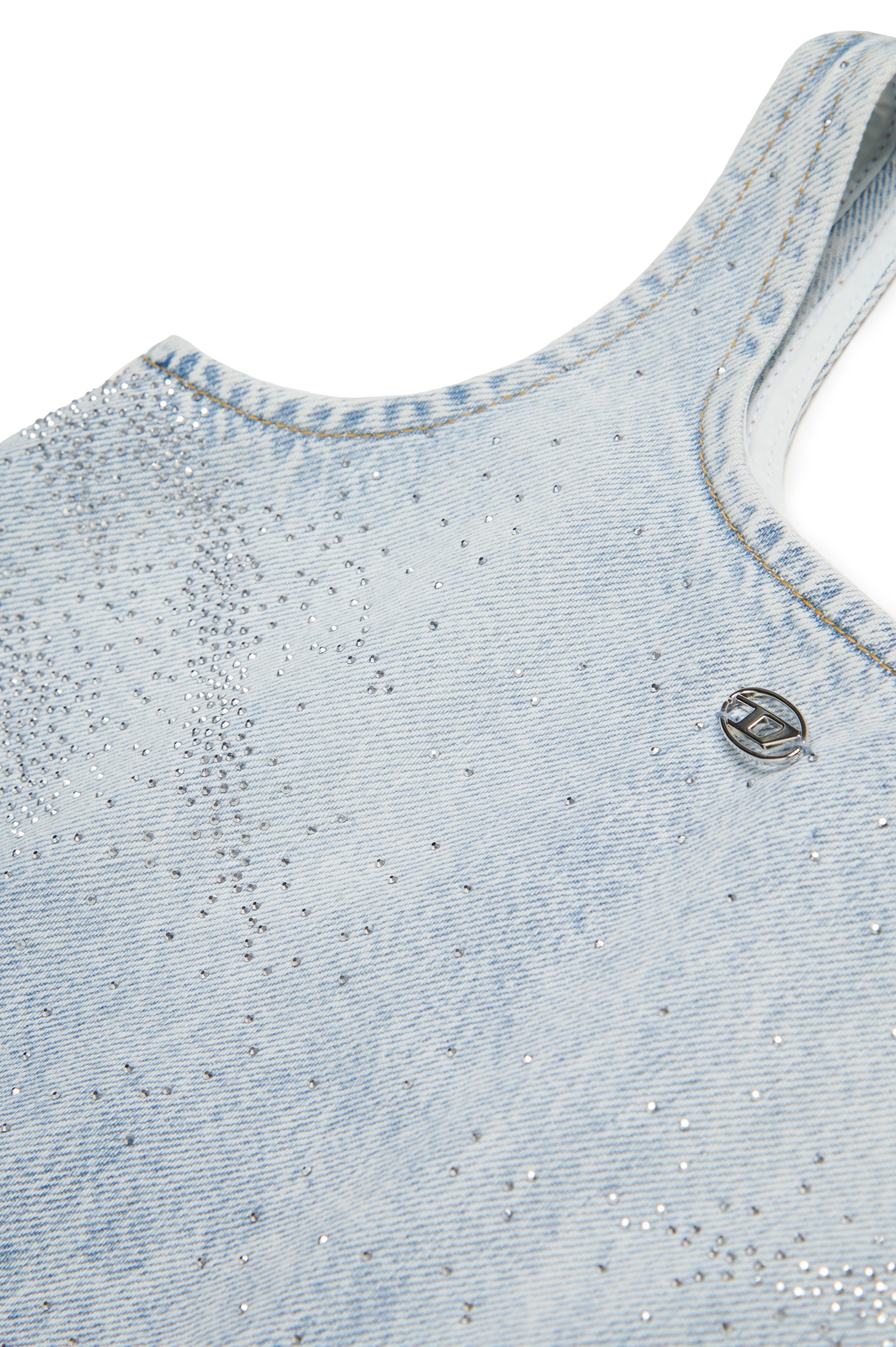 Diesel - DORY, Damen Kleid aus Denim mit Mikrosteinen in Hellblau - 4