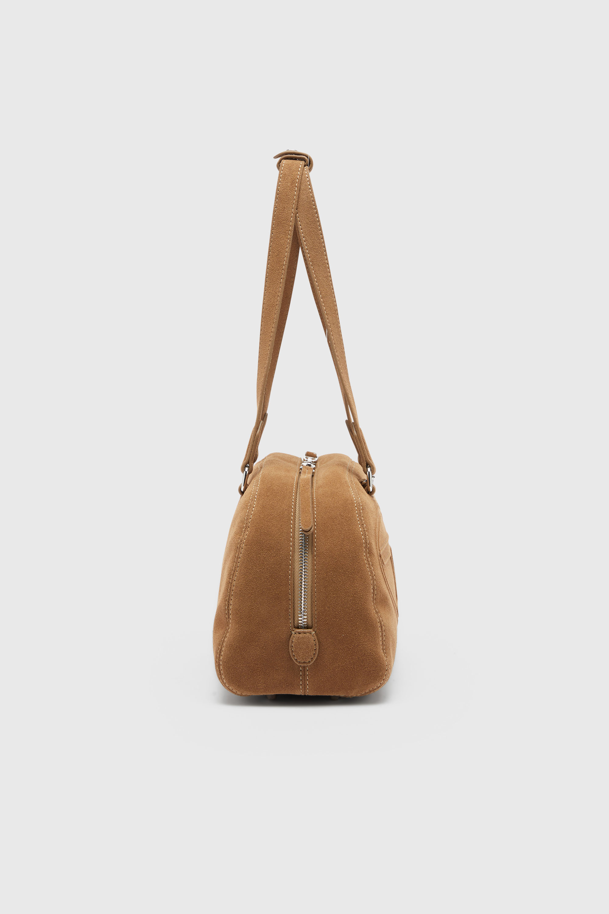 Diesel - 1DR DOME SHOULDER, Unisex 1DR Dome-Suede Schultertasche mit Oval D Logo in Beige - 5