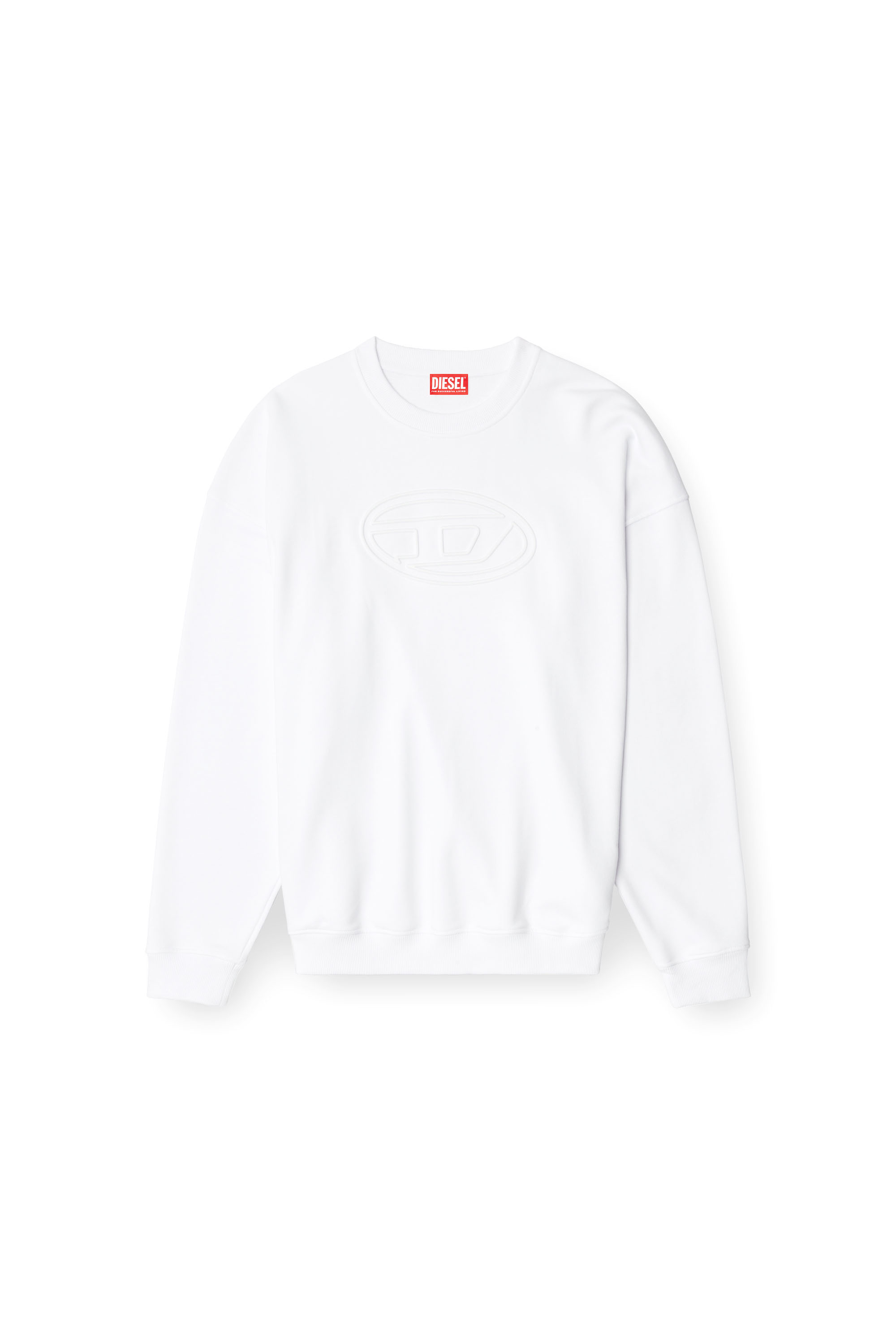 Diesel - S-MART-BIGOVAL, Sweat-shirt avec Oval D embossé Homme in Blanc - 3