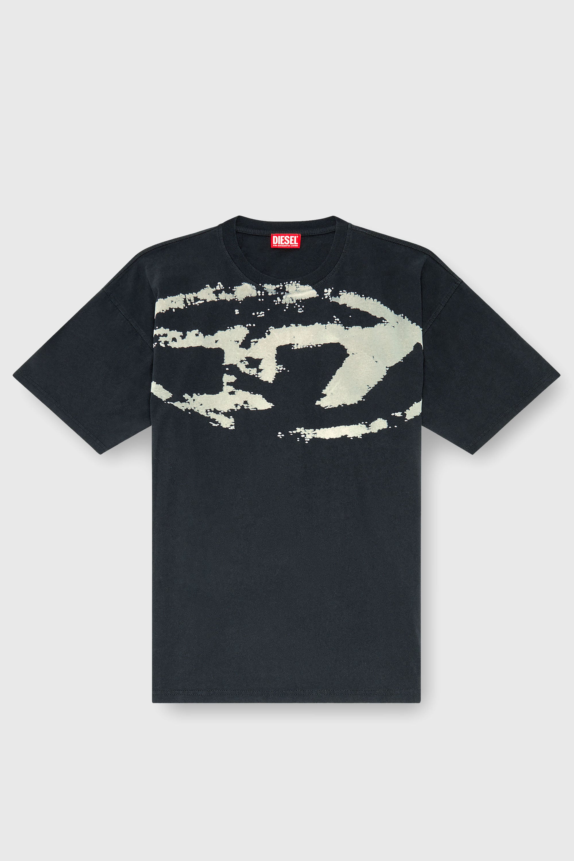 Diesel - T-BOXT-N14, T-shirt con stampa distressed floccata Uomo in Nero - 2