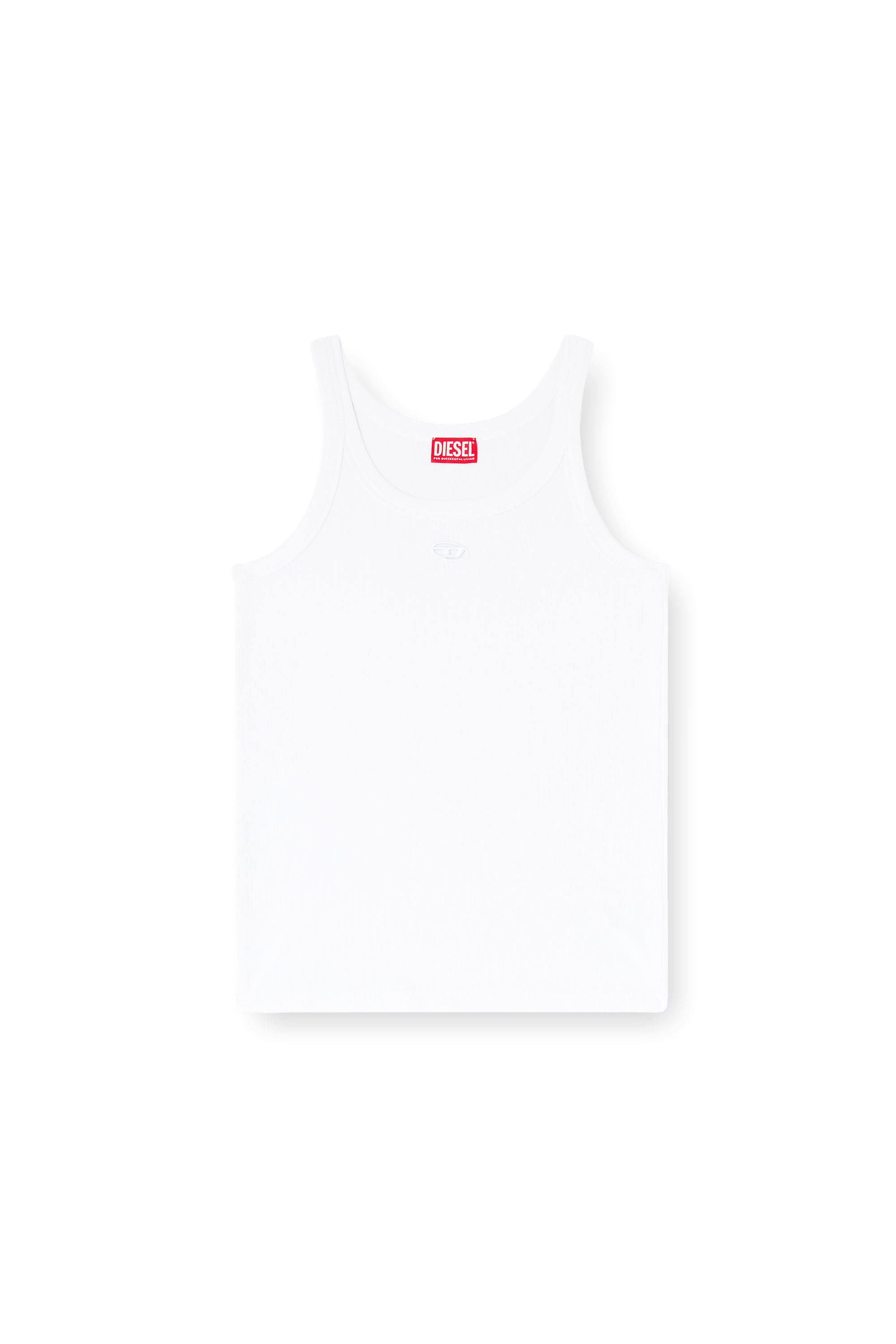 Diesel - T-WIFE-DCO, Herren Schmal geschnittenes Baumwoll-Tanktop mit Oval D-Logo in Wei&szlig; - 3