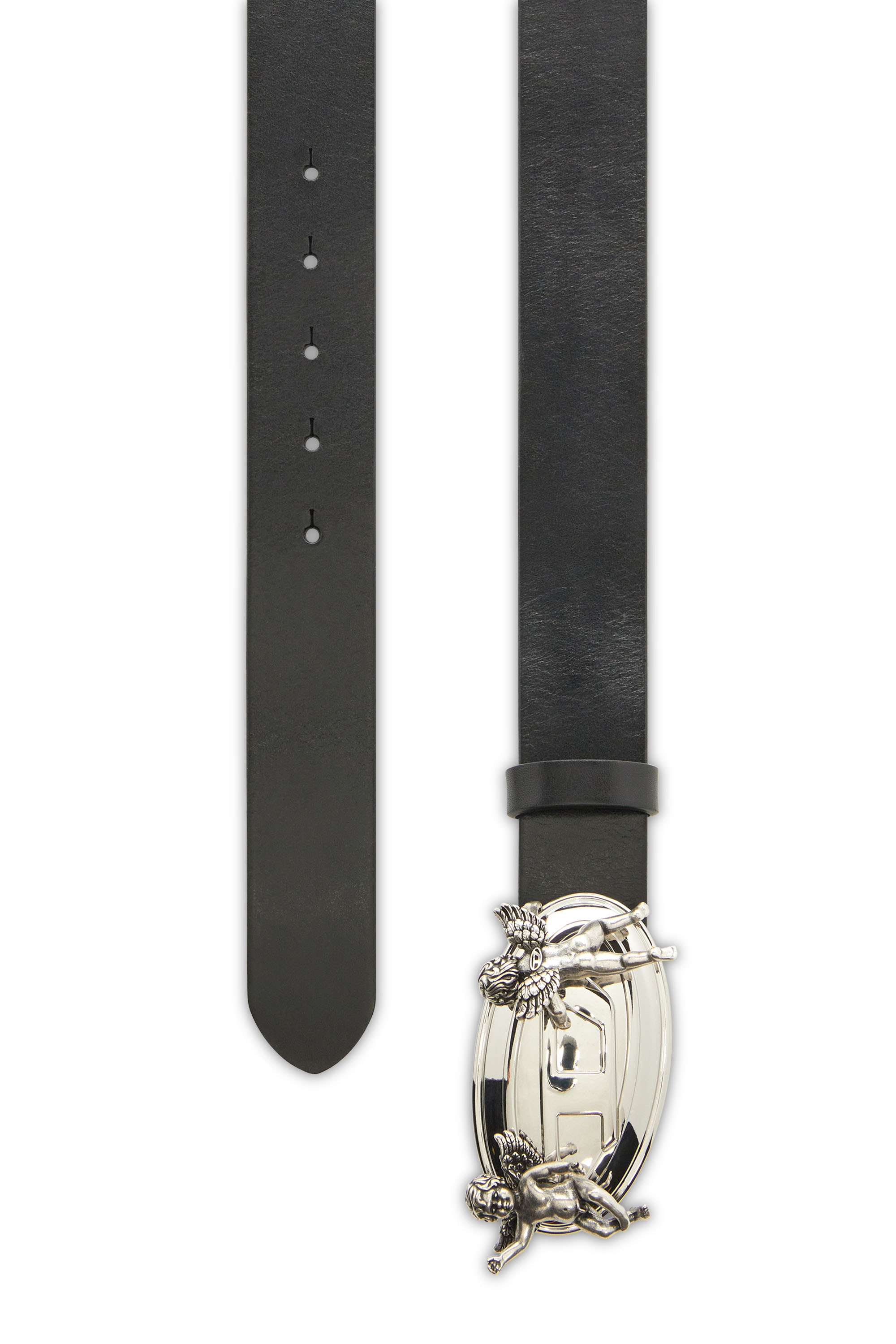 Diesel - B-OVAL ANGELS 35, Ceinture 3,5 cm en cuir  avec boucle Oval D ch&eacute;rubin Femme in Noir - 2