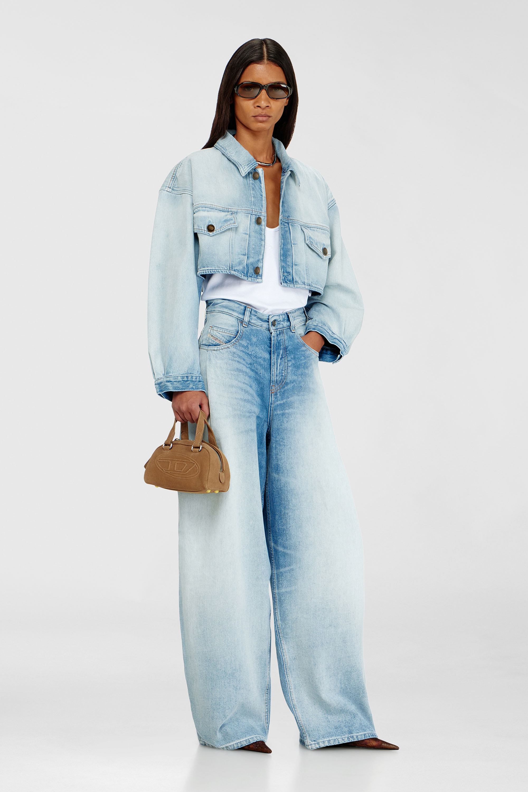 Diesel - DE-MALLEY-S, Veste trucker courte et oversize Femme in Bleu - 2