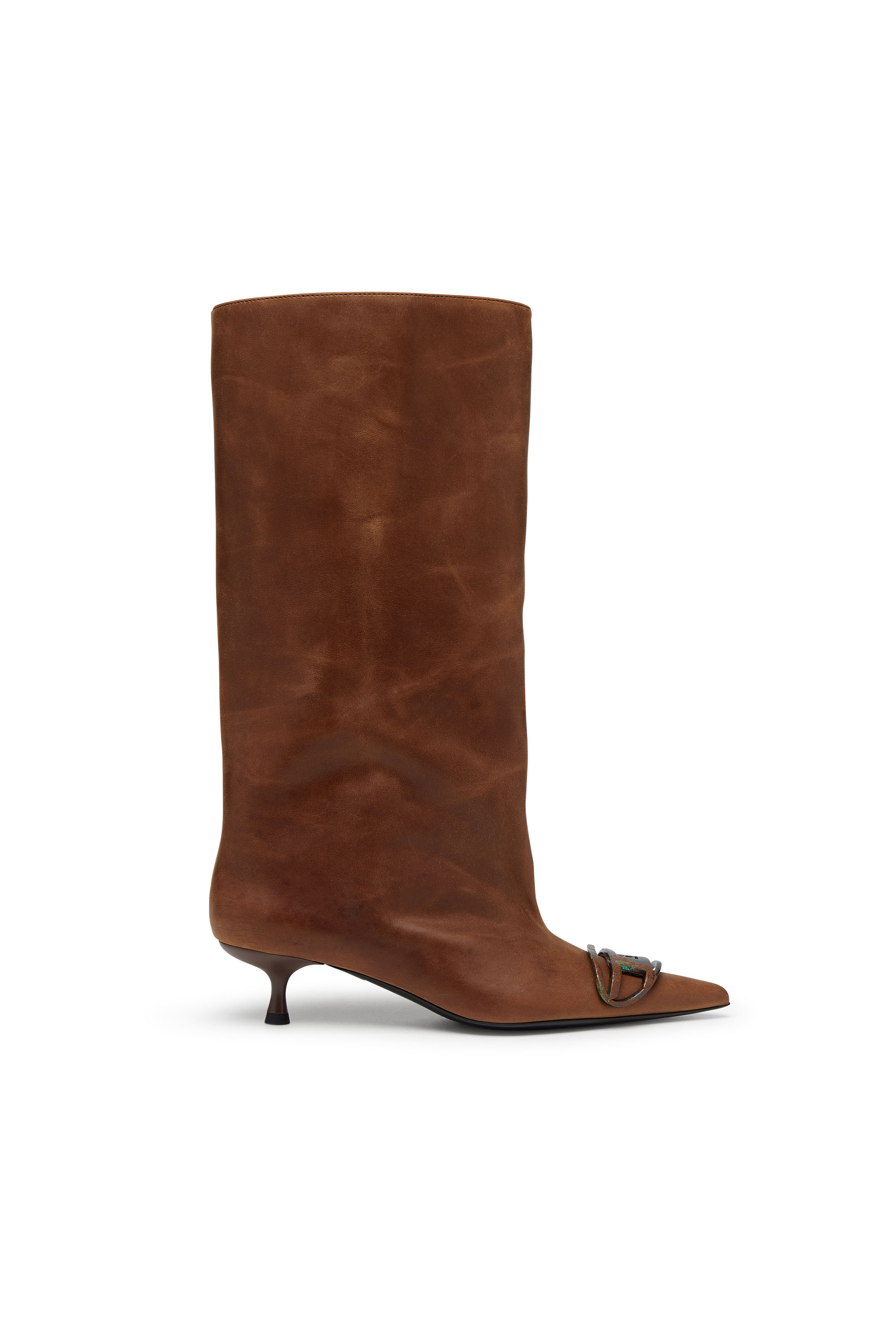 Diesel - D-VENUS 40 KB TUBE, Damen Kniehohe Stiefel aus Fettleder in Braun - 1