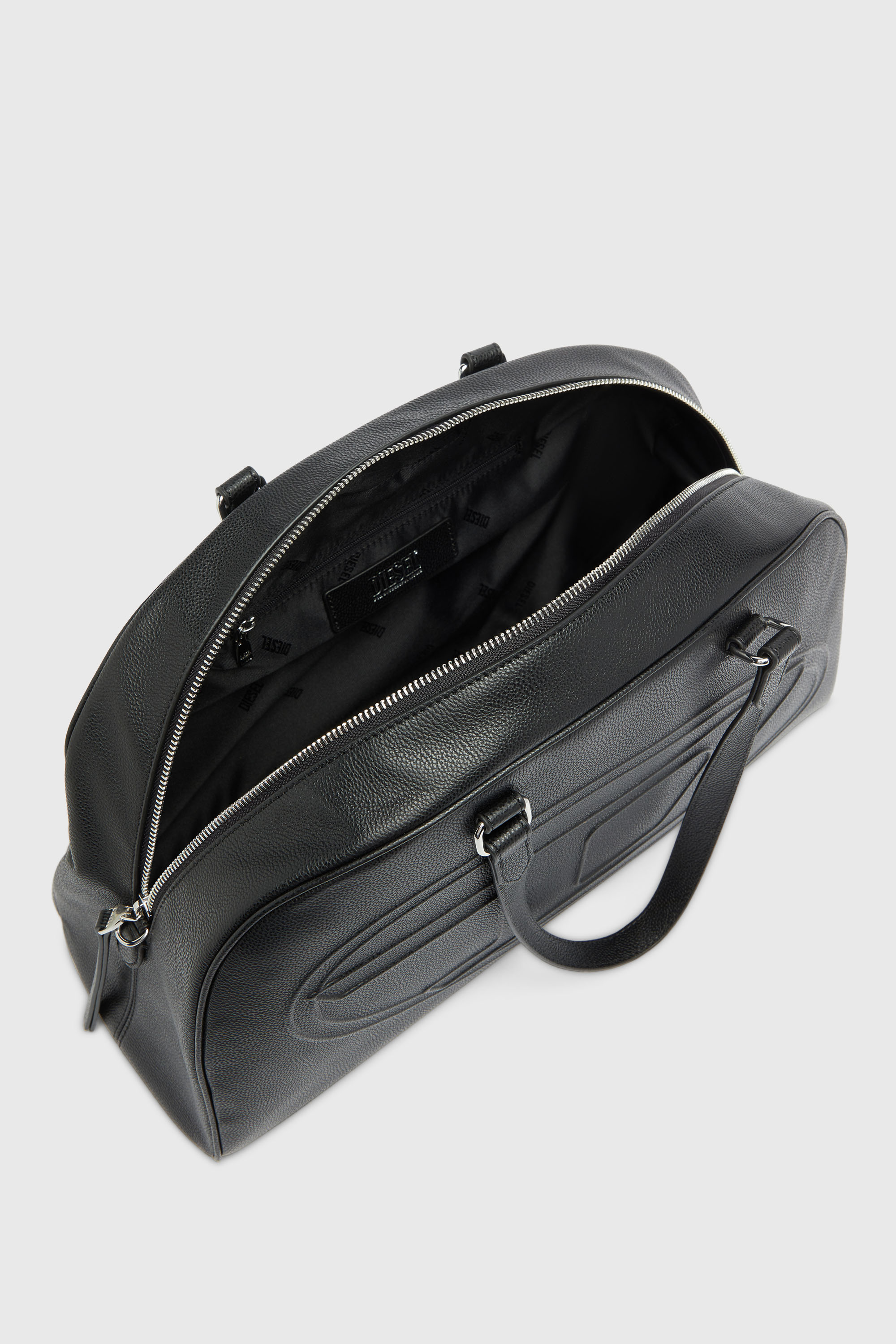 Diesel - 1DR DOME DUFFLE, 1DR Dome - Borsa da viaggio in pelle con Logo Oval D Unisex in Nero - 3