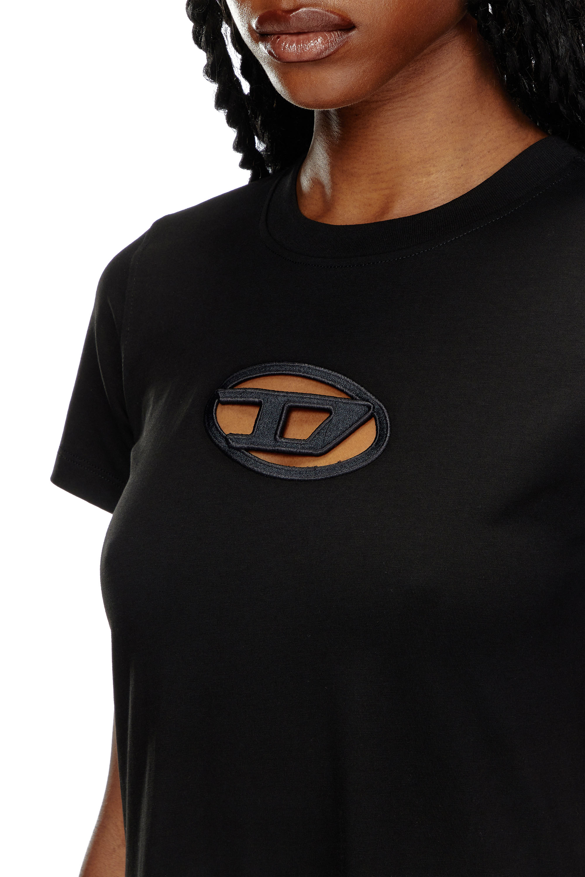 Diesel - D-ALIN-OD, Donna Abito T-shirt con D ricamata in Nero - Image 4