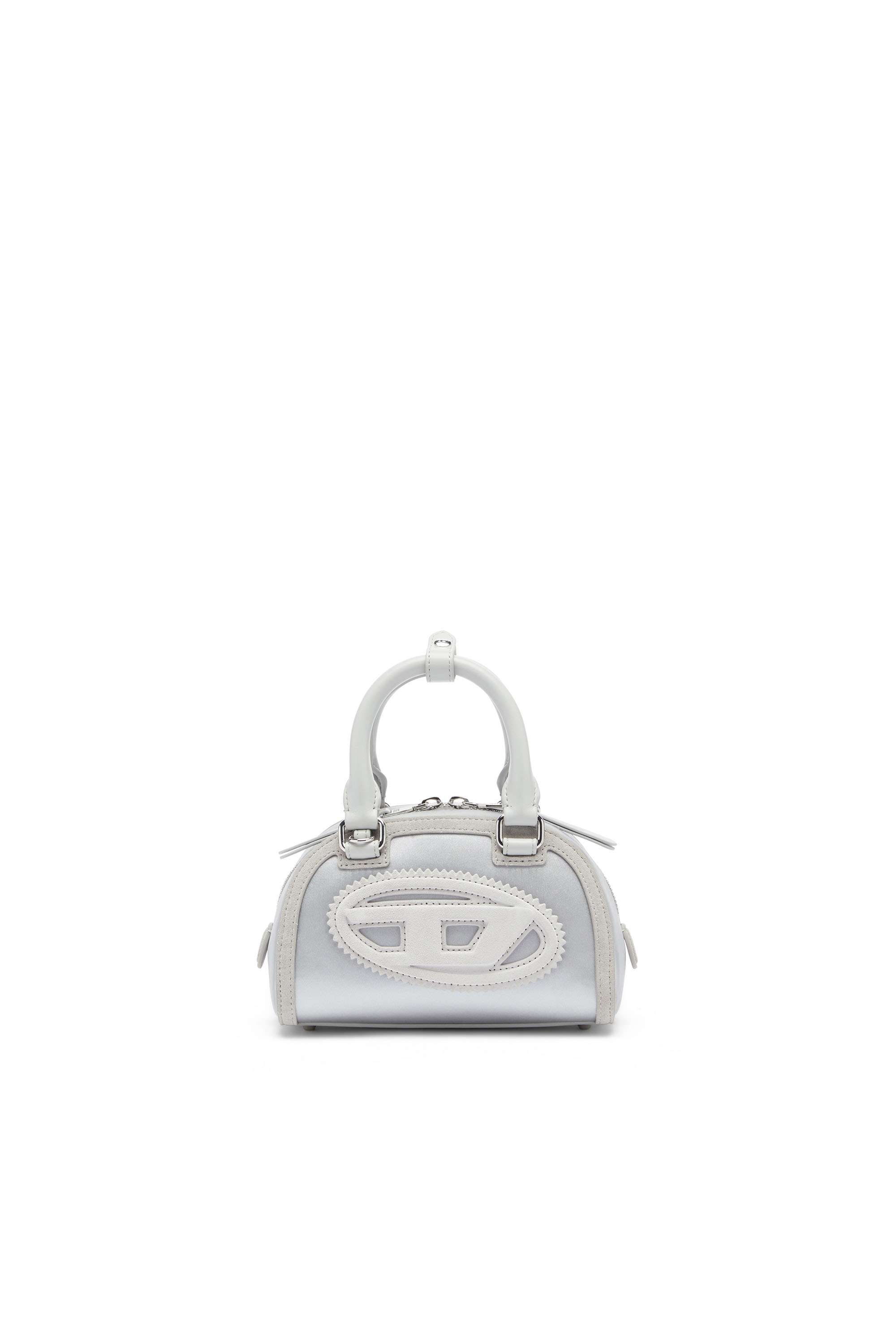 Diesel - 1DR DOME CROSSBODY, Damen 1DR Dome - Mini-Umh&auml;ngetasche aus Satin und Velours in Silber - 1