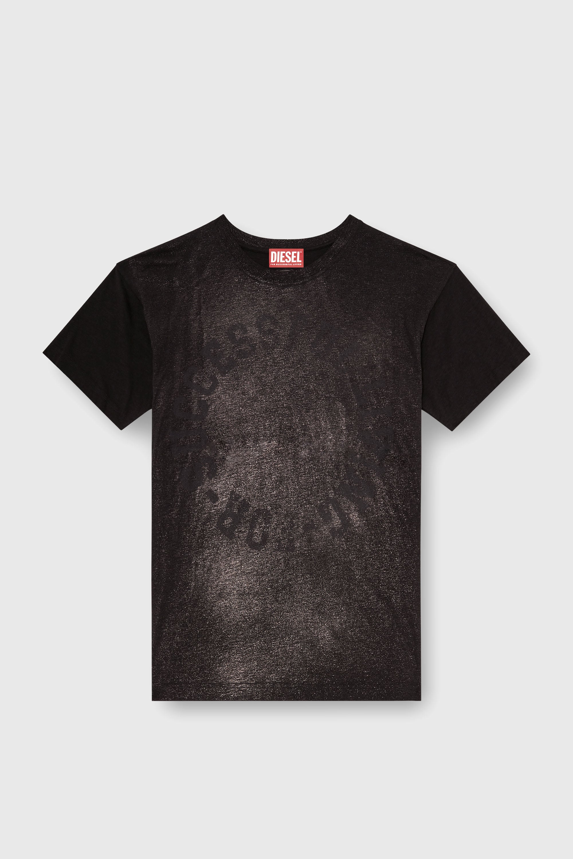 Diesel - T-NORM-AA2, T-shirt in cotone girocollo con stampa foil Uomo in Nero - 2