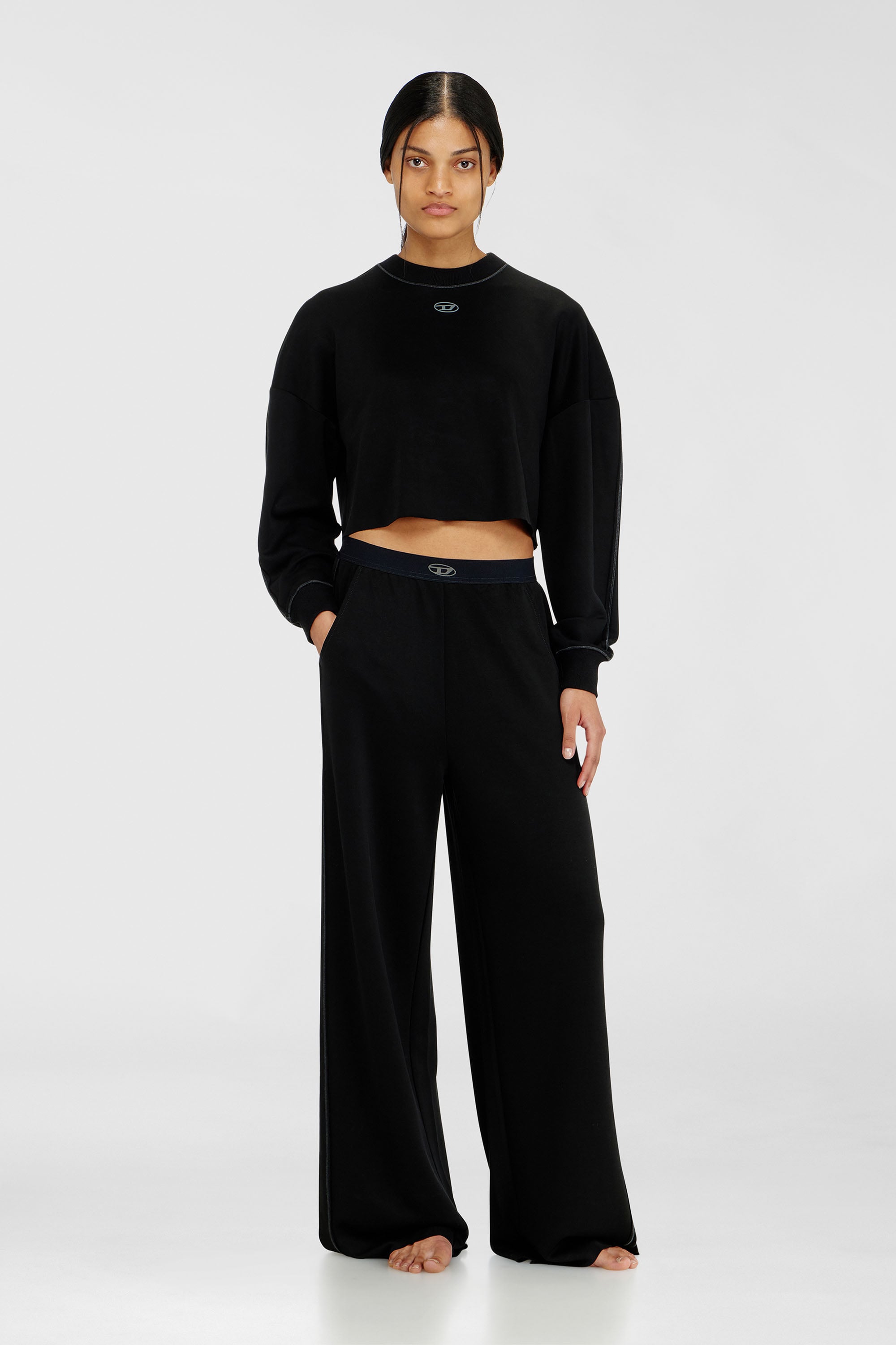 Diesel - ALYSA-UTLT, Pantaloni da tuta in scuba stretch leggero Donna in Nero - 2