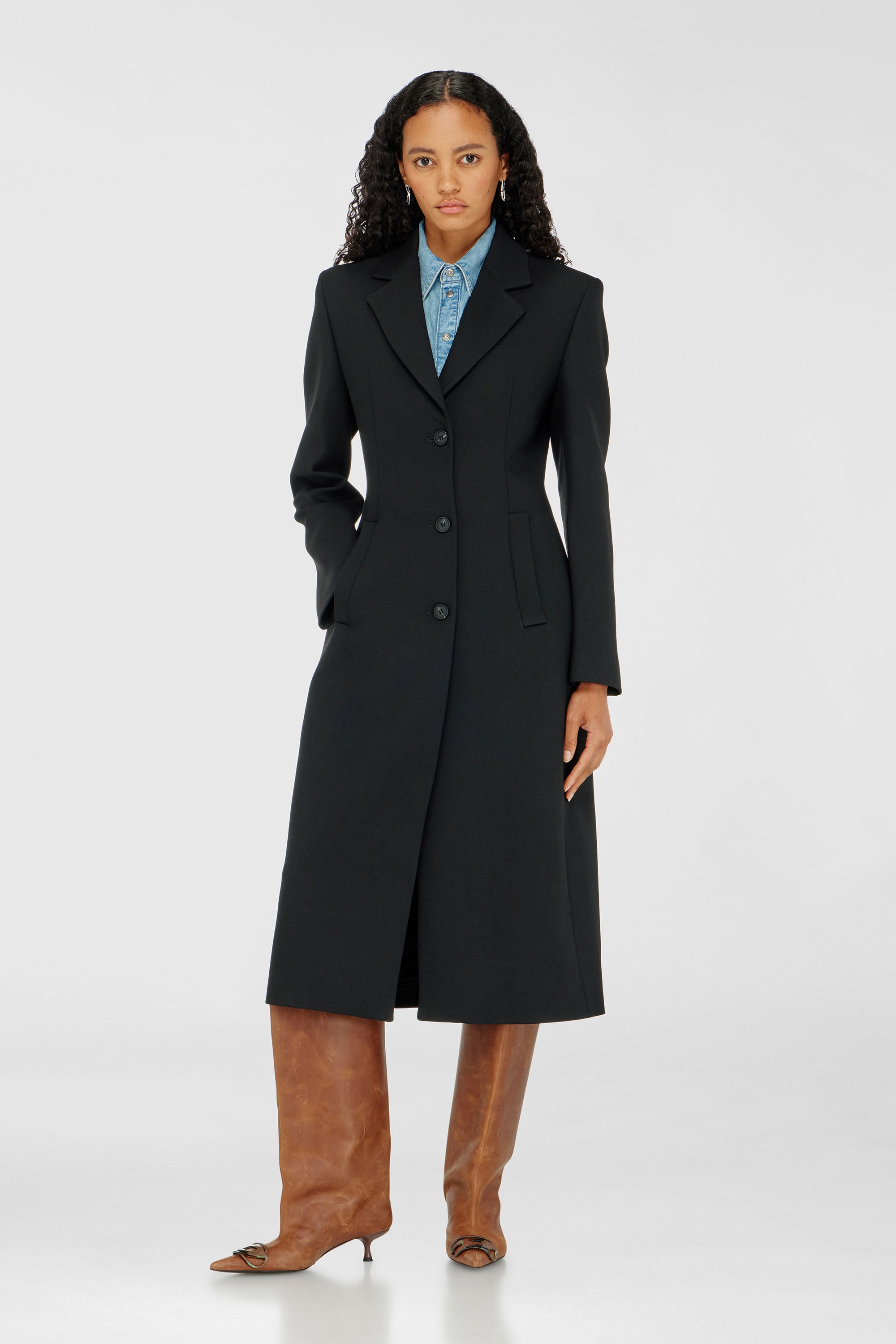 Diesel - G-ALLAN, Long manteau sablier Femme in Noir - 1