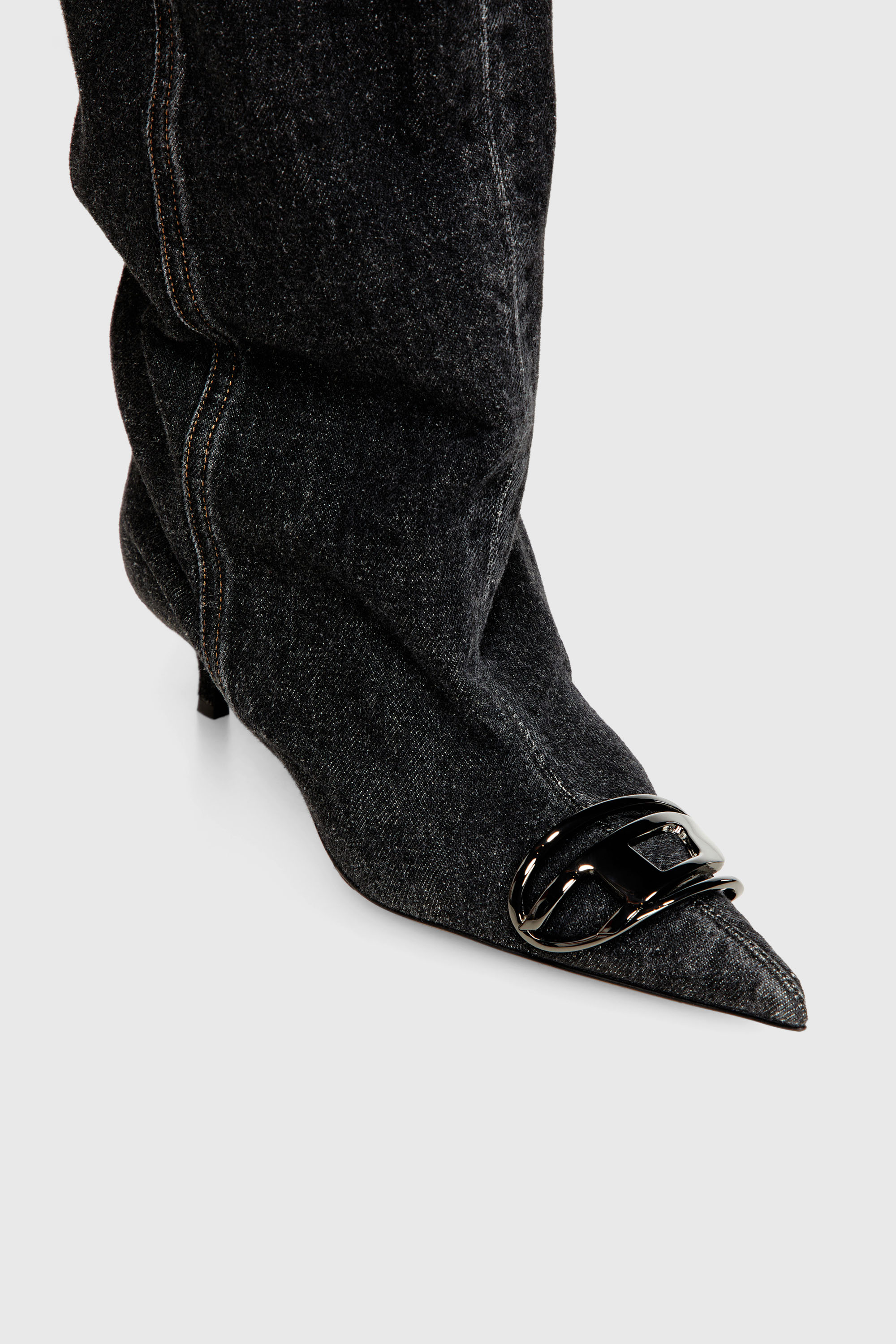 Diesel - D-VENUS KB SLOUCHY, Damen D-Venus - Stiefel mit weitem Schaft aus Denim, knielang in Schwarz - 4