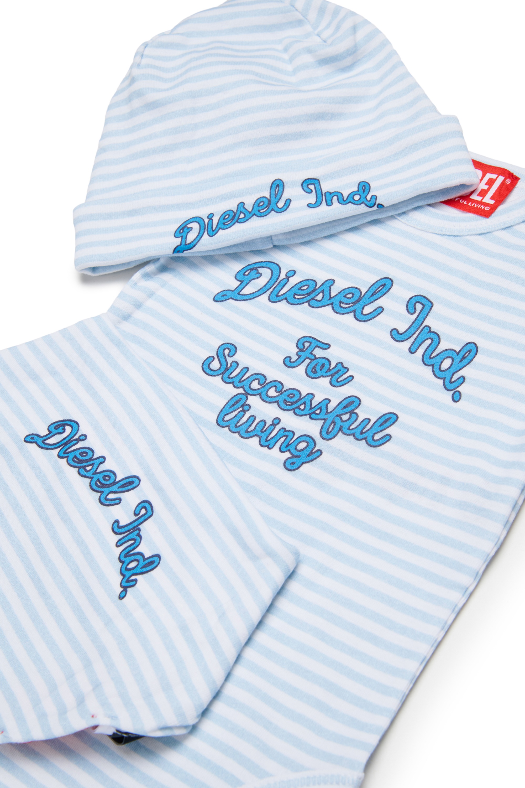 Diesel - USPELBOX-NB, Unisex Baby-Geschenkset aus gestreifter Baumwolle in Blau - 3