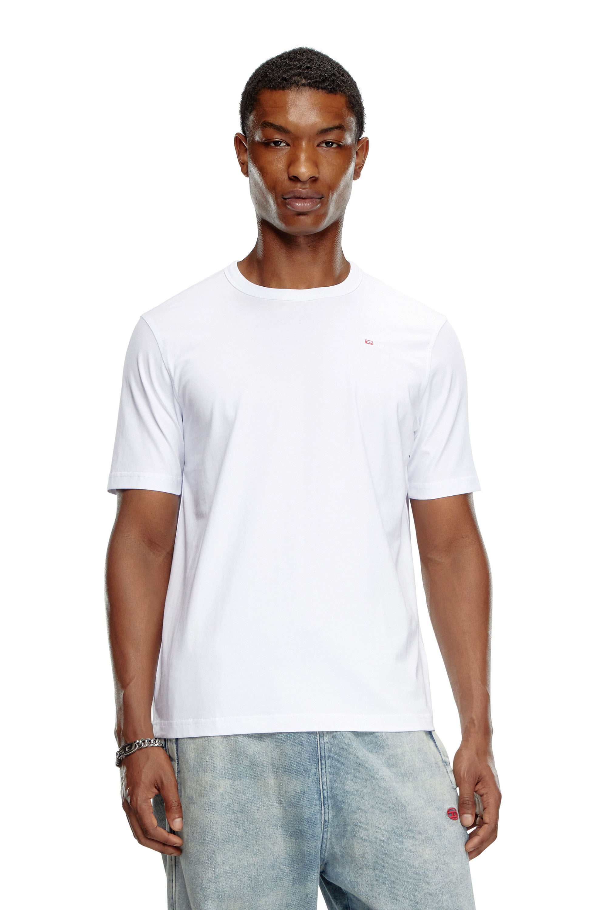 Diesel - T-ADJUST-MICRODIV, T-shirt avec logo micro-brodé Mixte in Blanc - 1