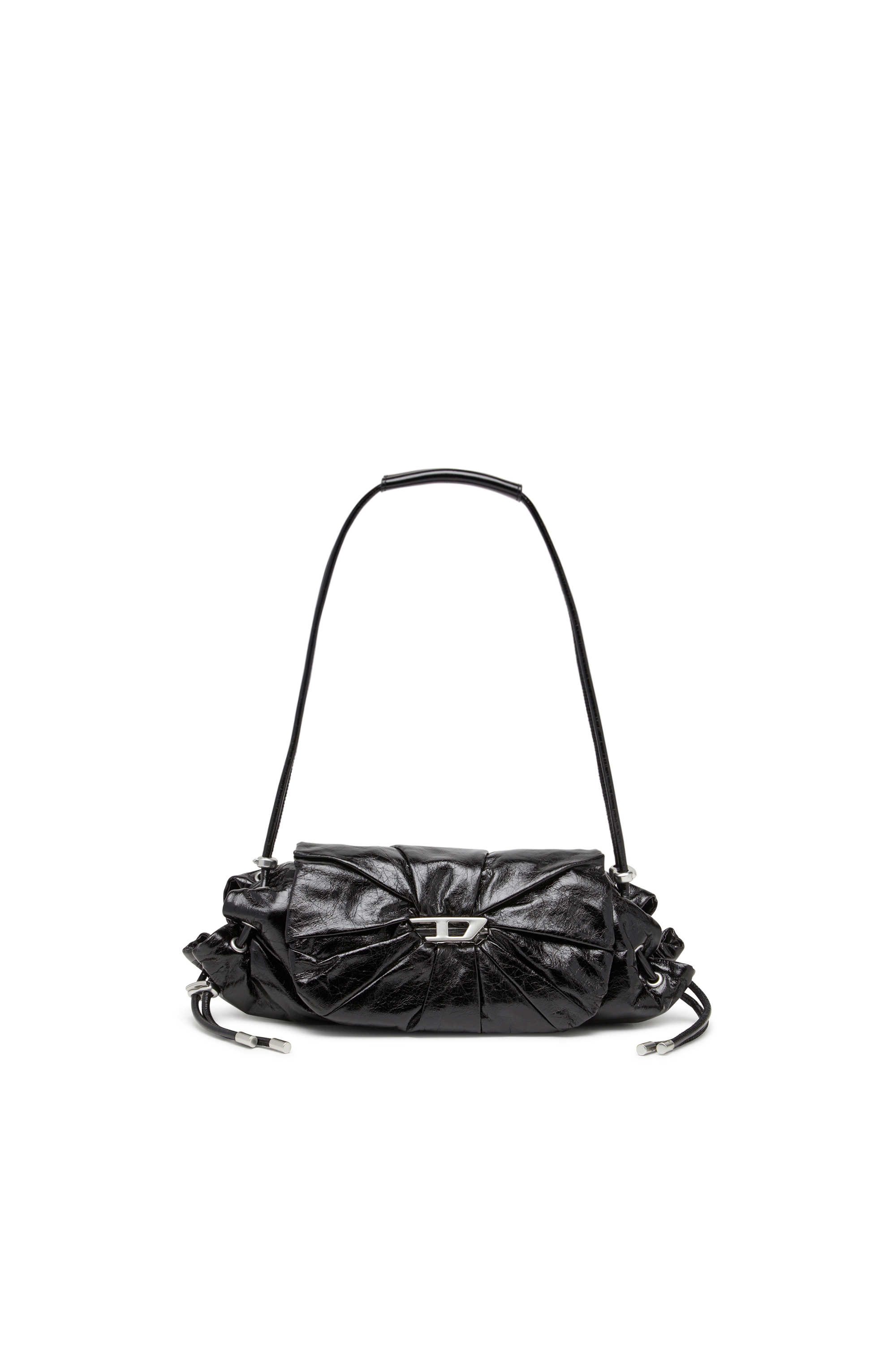 Diesel - SCRUNCH-D SHOULDER S, Damen Scrunch-D S-Schultertasche aus Knitter-Leder in Schwarz - 1