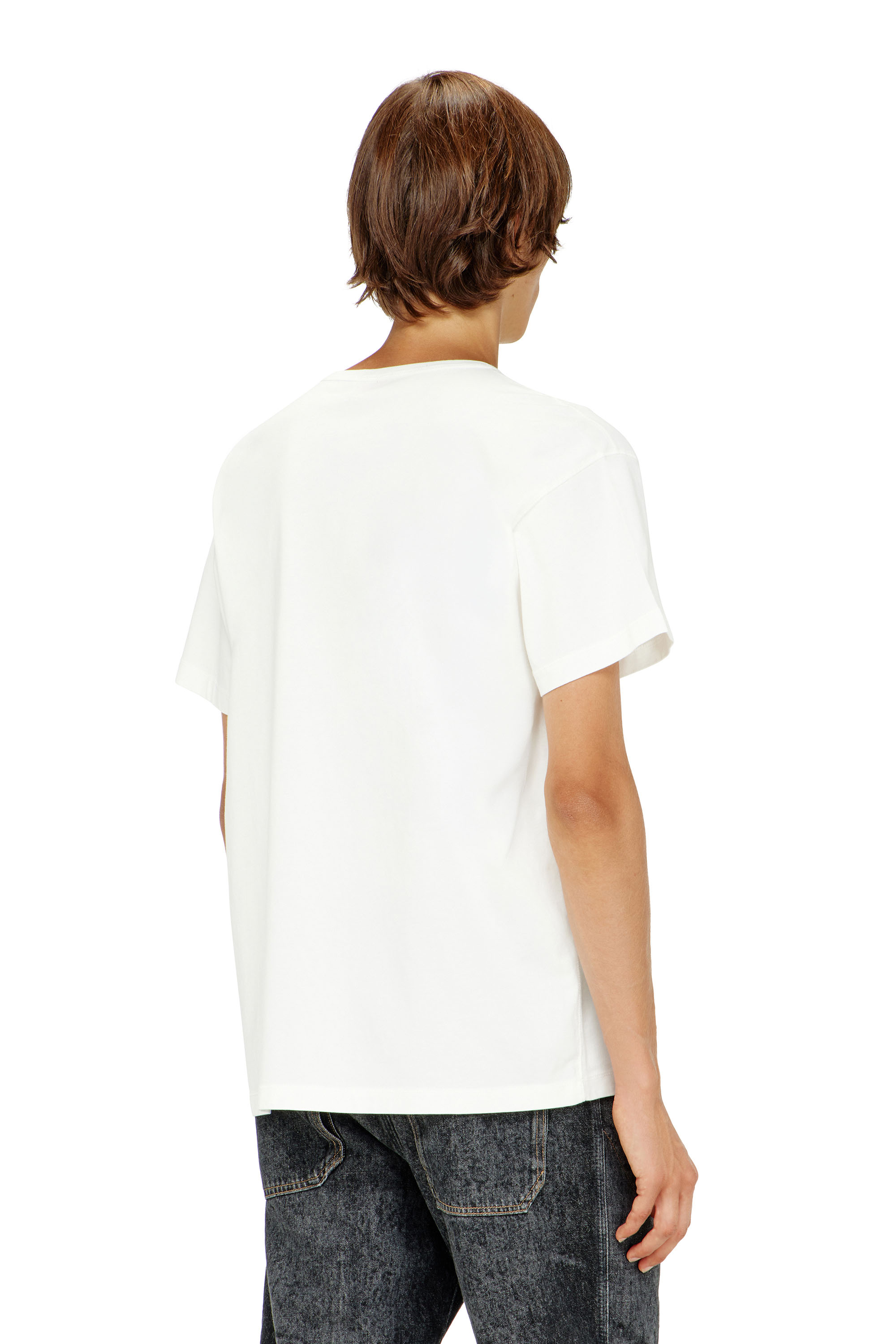 Diesel - T-NORM-IOD, T-shirt en coton l&eacute;ger avec logo Ovale D m&eacute;tallis&eacute; Homme in Blanc - 4