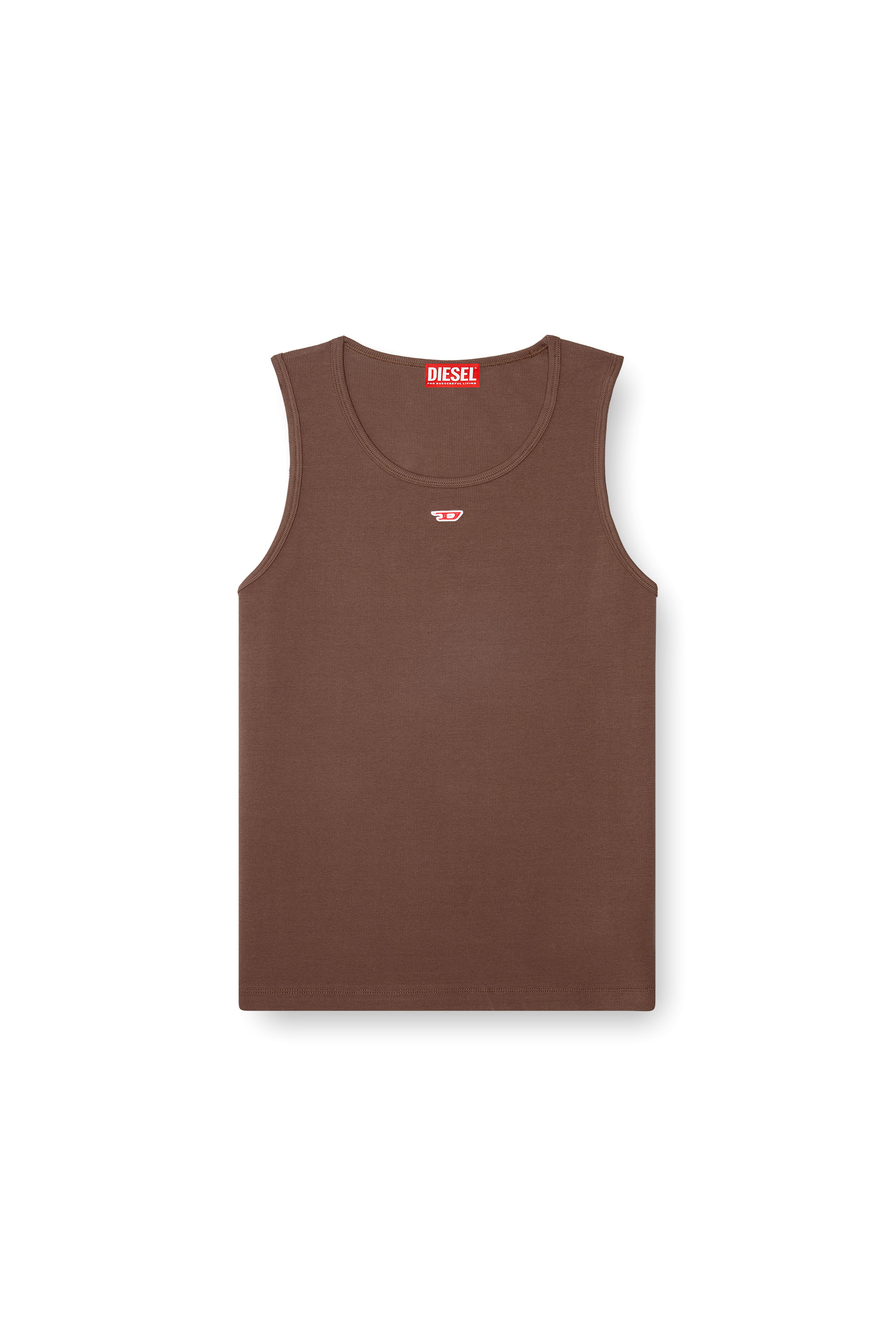 Diesel - T-LIFTY-D, Man Tank top with mini D logo patch in Brown - Image 5