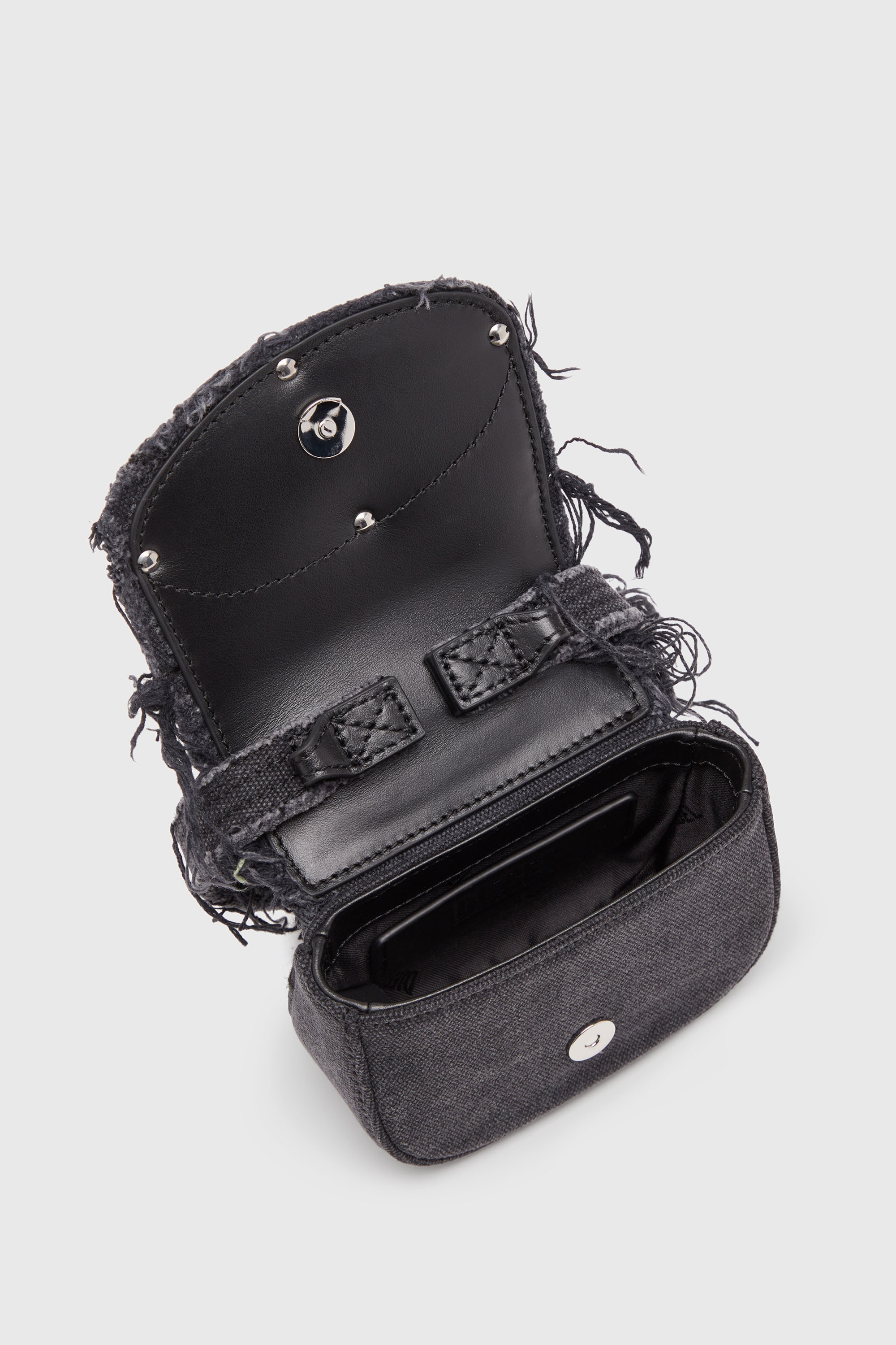 Diesel - 1DR XS, 1DR XS-Mini sac embl&eacute;matique en toile et cuir Femme in Noir - 4