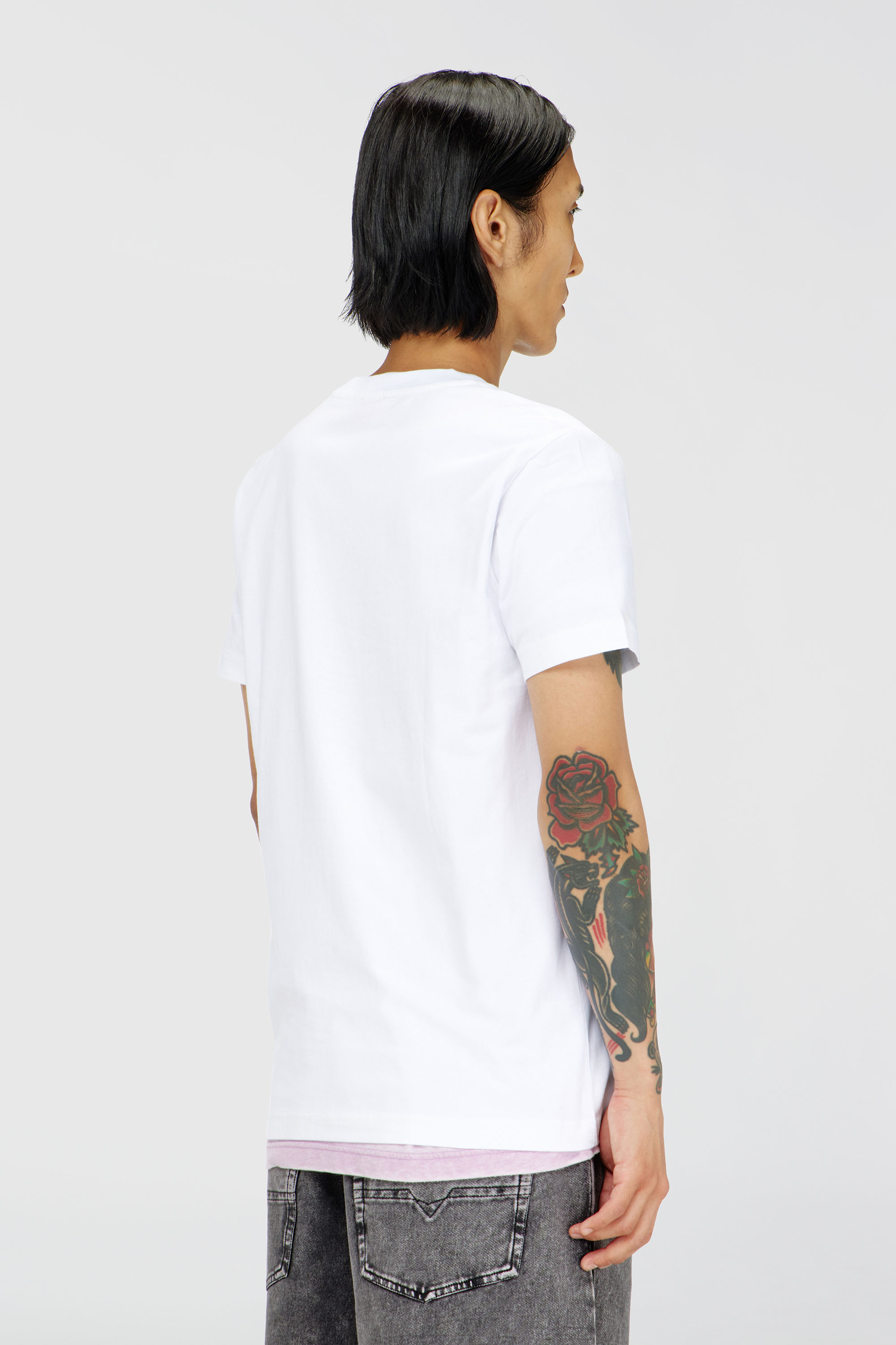 Diesel - T-DIEGO-T92, T-shirt en coton avec logo Oval D Homme in Blanc - 4