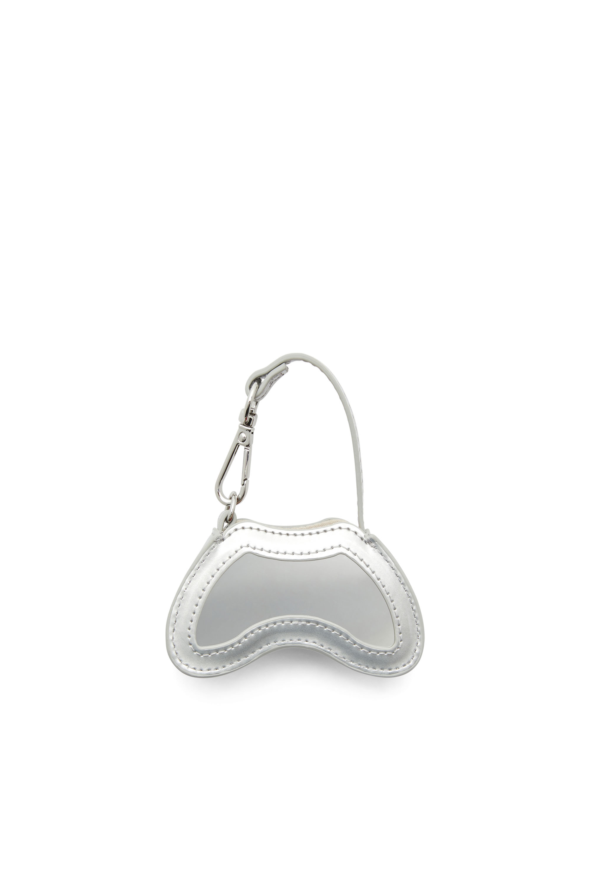 Diesel - PLAY CHARMS, Porte-clés en cuir verni avec miroir Femme in Gris argenté - 3