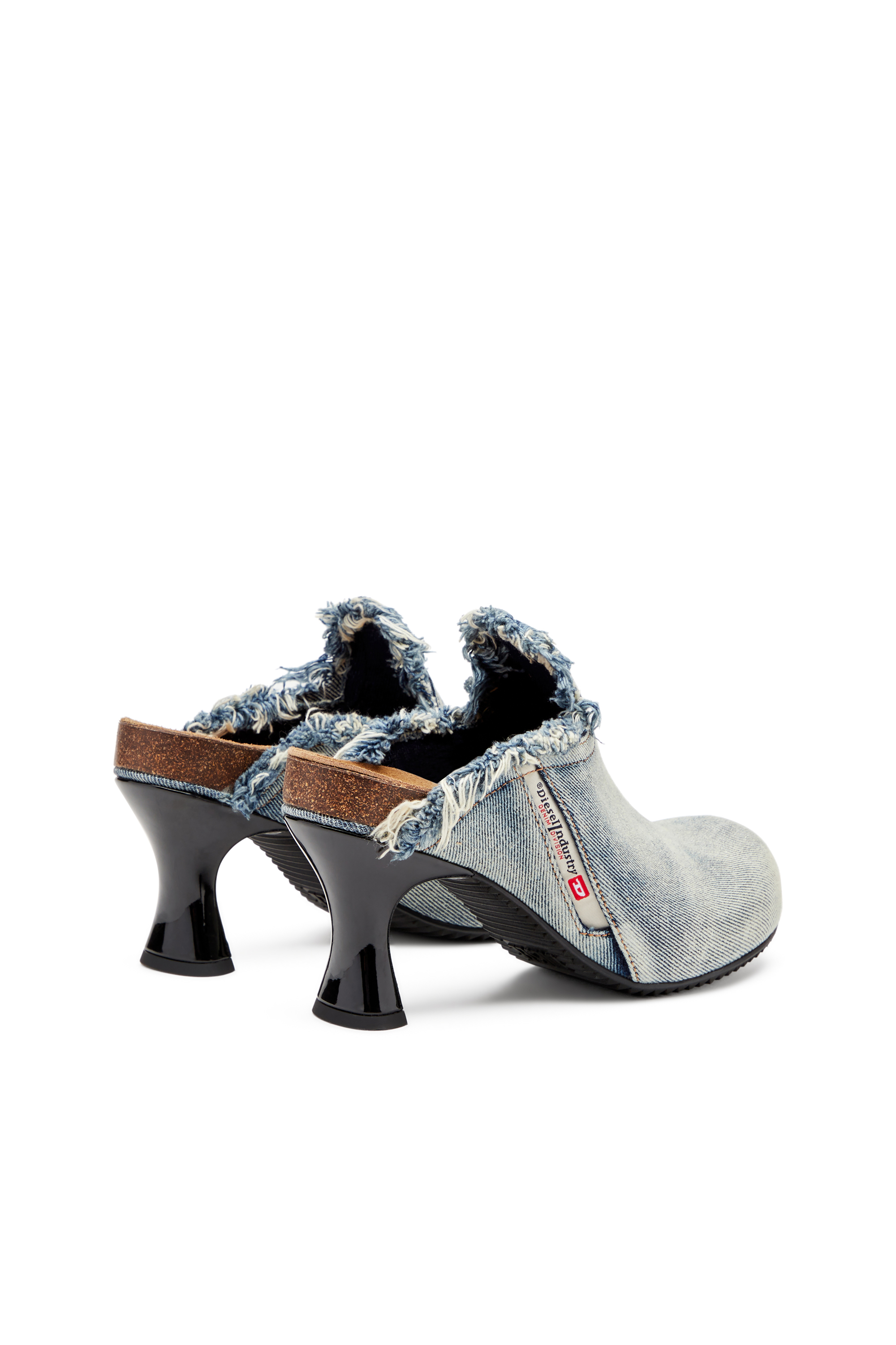 Diesel - D-WOODSTOCK ML W, D-Woodstock-Mule in denim sfrangiato Donna in Blu - 3